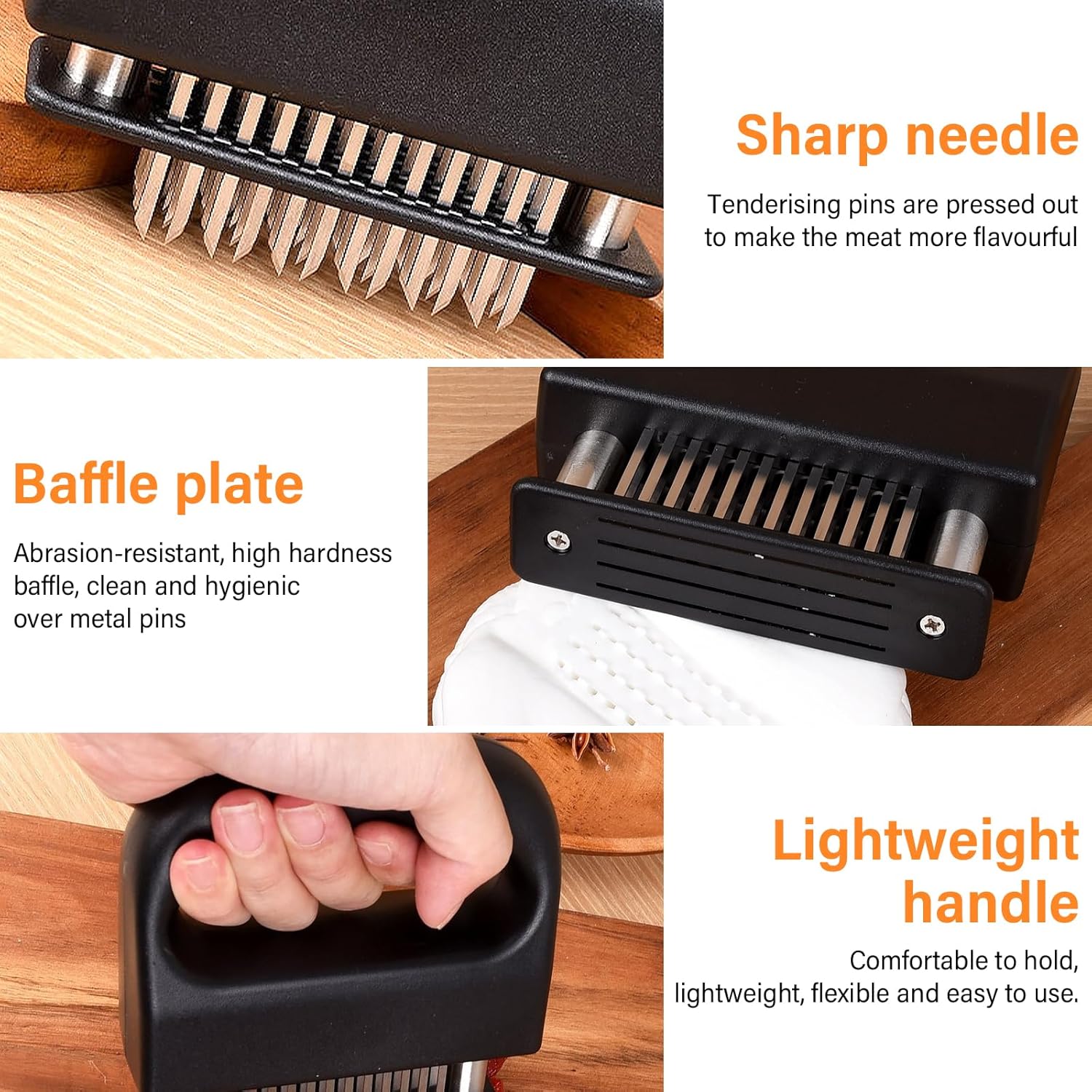 NathrBTV Attendrisseur Professionnel 48 Lames Ultra Pointues en Acier Inoxydable - Outil de Cuisine Idéal pour Toutes Viandes - Image détaillée