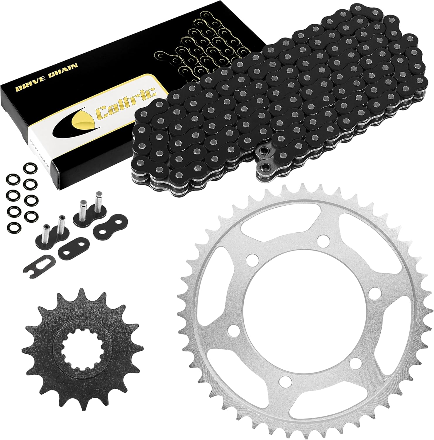 Caltric Black O-Ring Drive Chain and Sprockets Kit Compatible With Yamaha FZ1 FZS1000 2001-2005