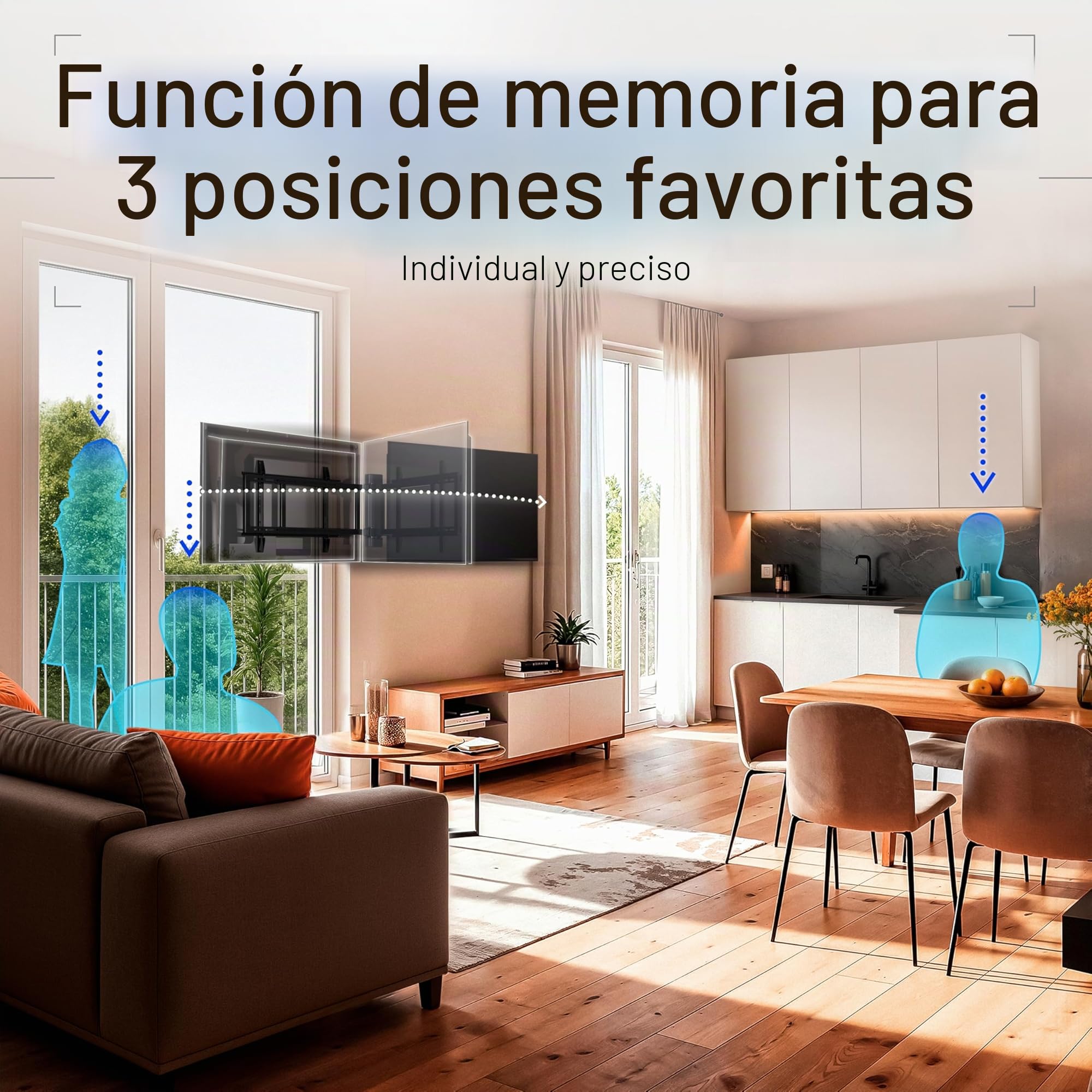 EasyLife Soporte de Pared para TV Eléctrico y Giratorio hasta 170°, Soporte VESA hasta 600×400 para TV LCD/OLED/Curvo, Monitores, Pantallas y Smartboards de 32 a 75 Pulgadas y hasta 50kg máx - Negro