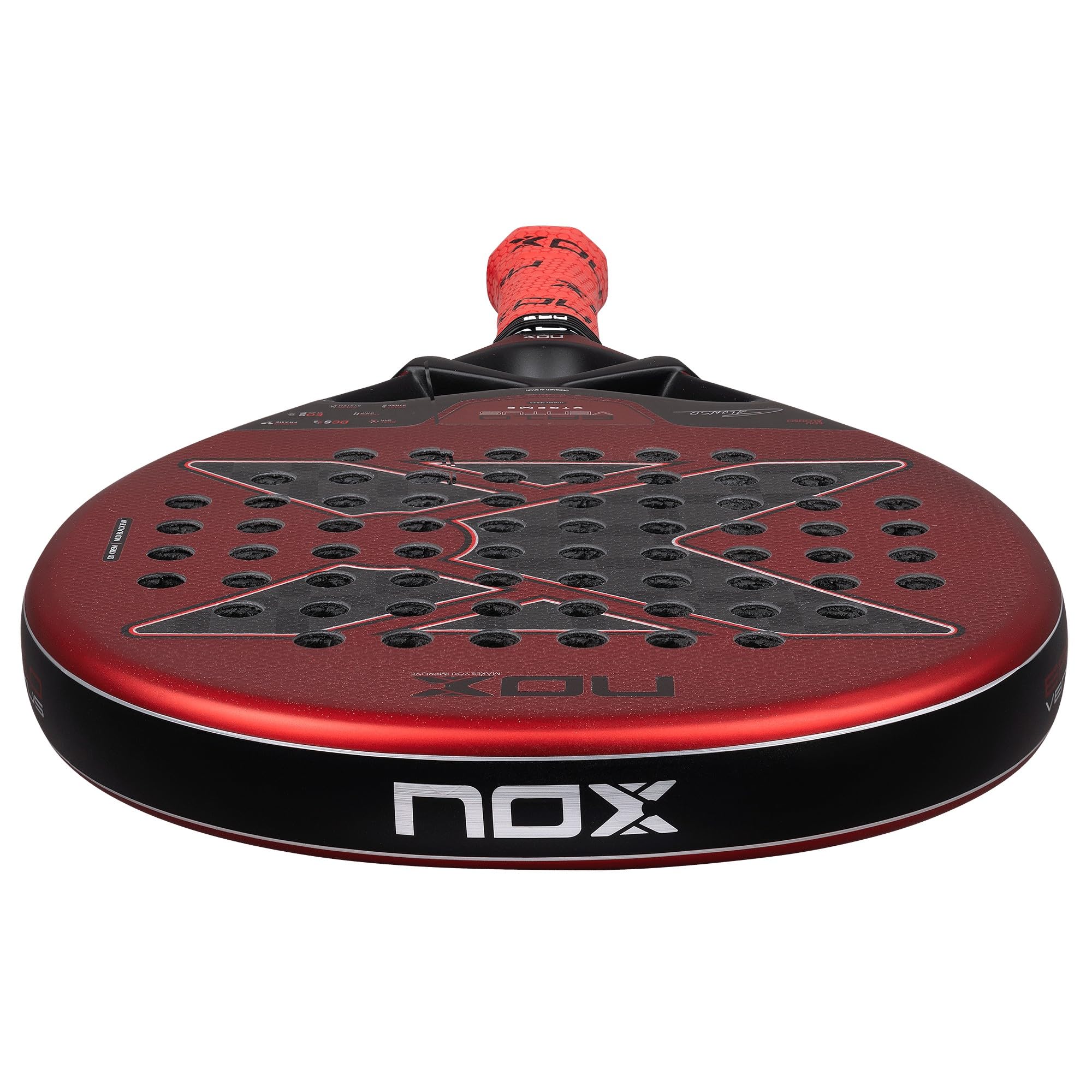 Nox Edu Alonso EA10 Ventus Hybrid 12K Xtrem Padel Rakieta, Czerwony/Czarny
