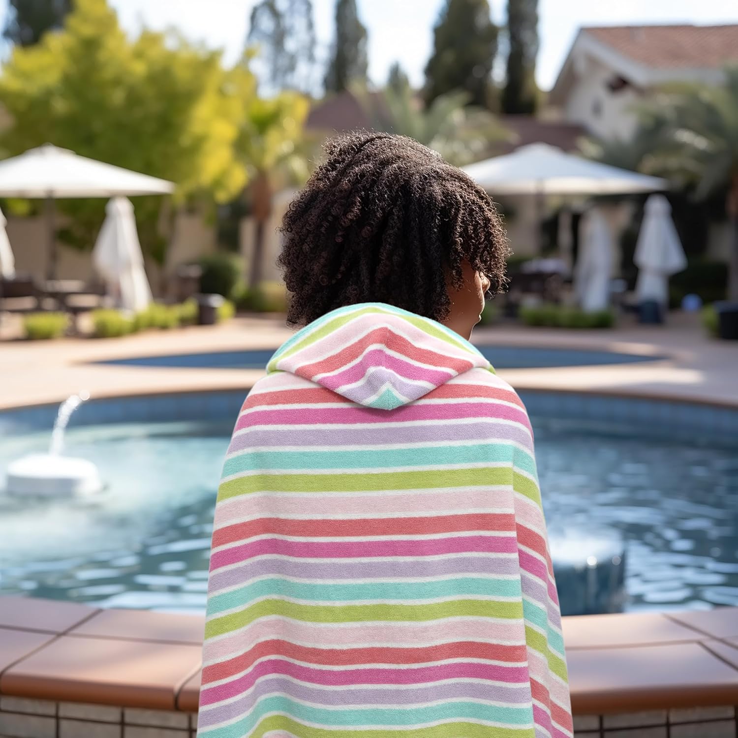 ORIGINAL KIDS Hooded Bath Towel Wrap - 100% Cotton Terry Large Oversized Hooded Kids Towel - Toddler Shower Pool Beach Towel - Super Soft Plush Absorbent Quick Dry Easy Care Gift - 30x60 - Pink Multi - Image 6