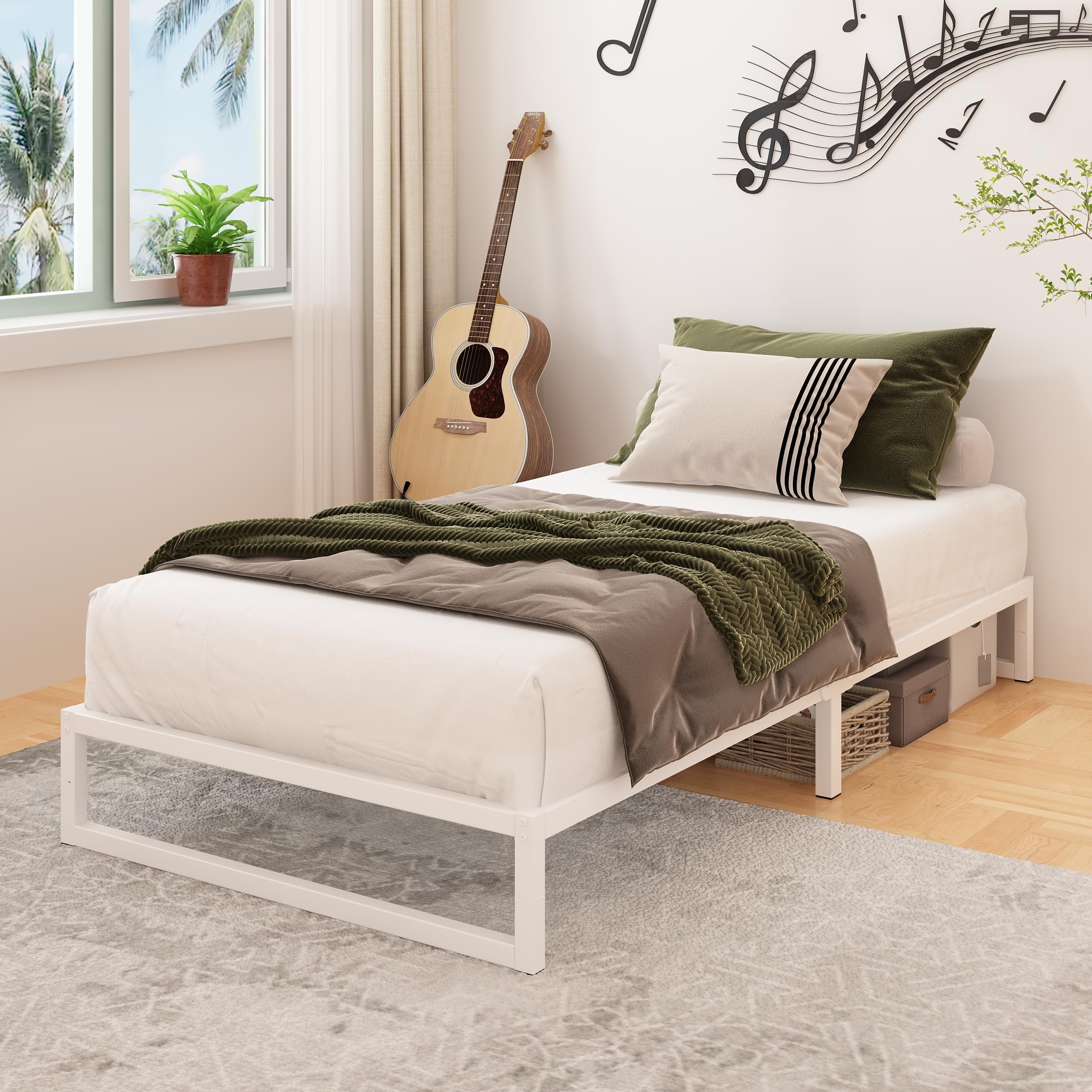 Amazon.co.jp: Lutown-Teen Bed Frame, Single, Low Bed, Steel Frame