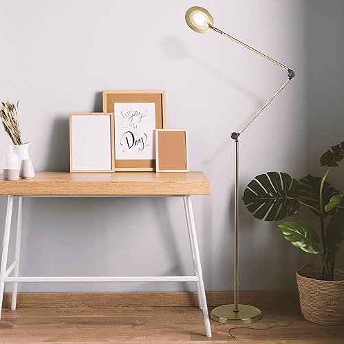 Miniatura 7 de Brightech Sage - Lámpara de pie y mesa LED 2 en 1 para manualidades, lámpara de lectura de pie ajustable sobre silla, para sala de estar y oficina,