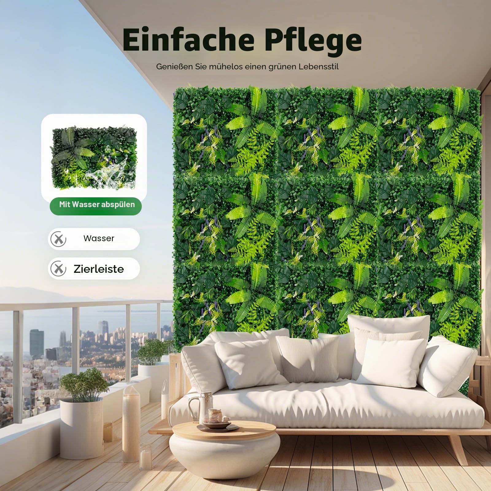 6 Stück Künstliche Pflanzenwand,40X60cm Wandgarten | Künstliches Gras Kulisse Wand Pflanzen Rasen Wand Buchsbaumplatten Buchsbaumhecke Wandpaneele Dekoration