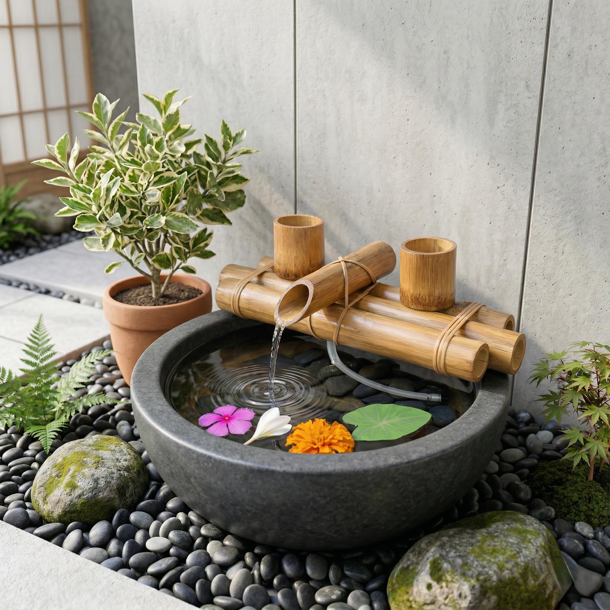 Japanese Zen Bamboo Water Fountain with Pump for Home & Garden | Indoor Outdoor Tabletop Decor | Relaxation, Meditation & Stress Relief Fountain-image-22