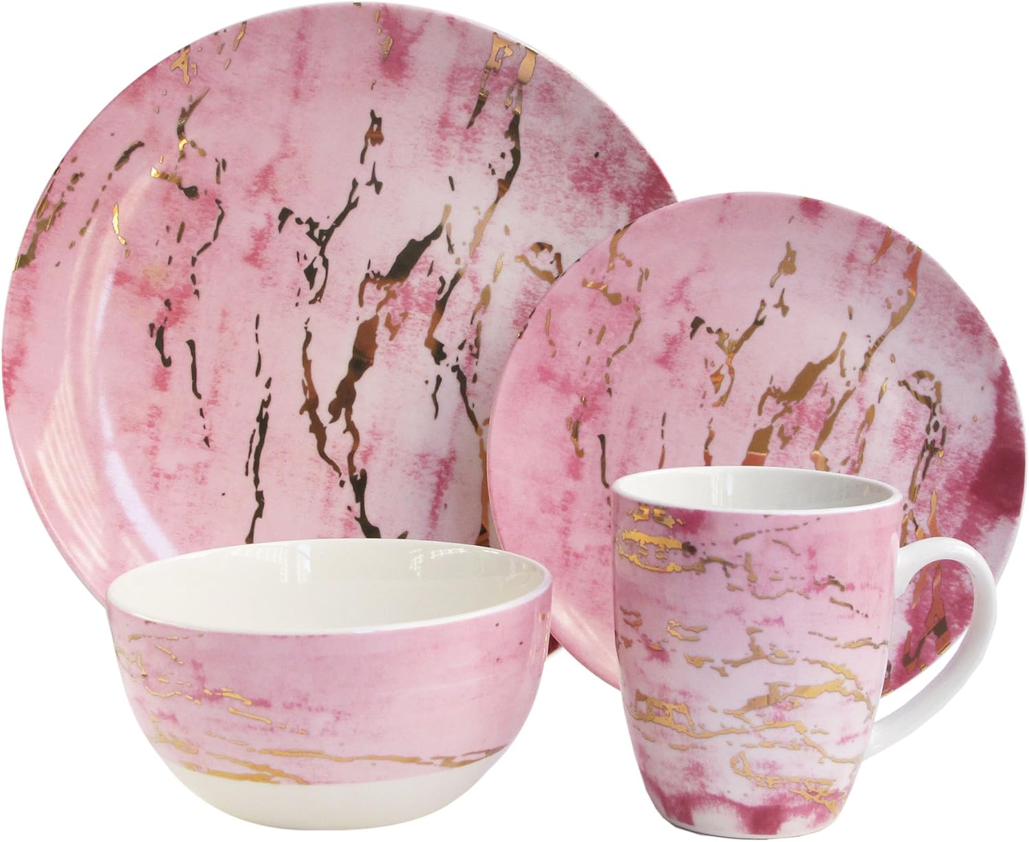 American Atelier Marble 16 Piece Round Dinnerware Set, 10.