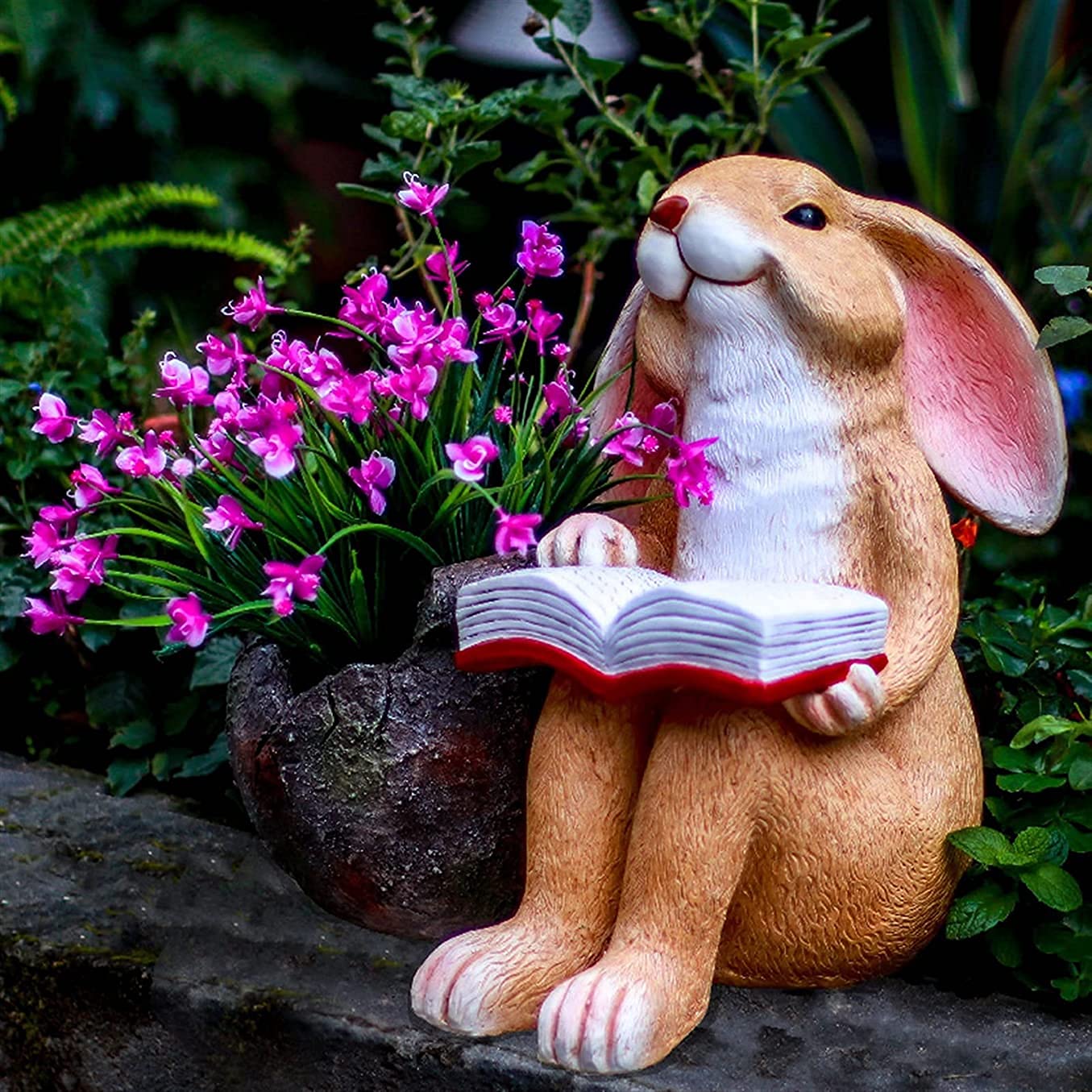 Figurka zwierząt na zewnątrz, doniczka w kształcie króliczka, do ogrodu, na balkon, patio, do domowego biura, 40 cm wysokości