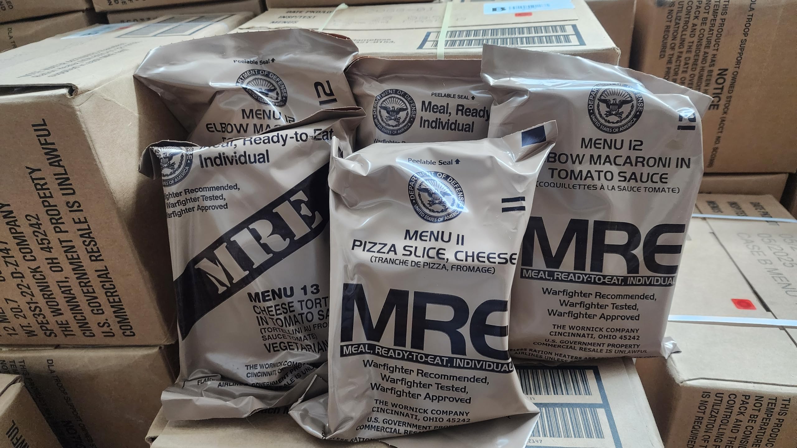 Andrews Corner 6 Packs Vegetarian Meal Ready To Eat (MRE) Military Issue Field Ration Survival Food