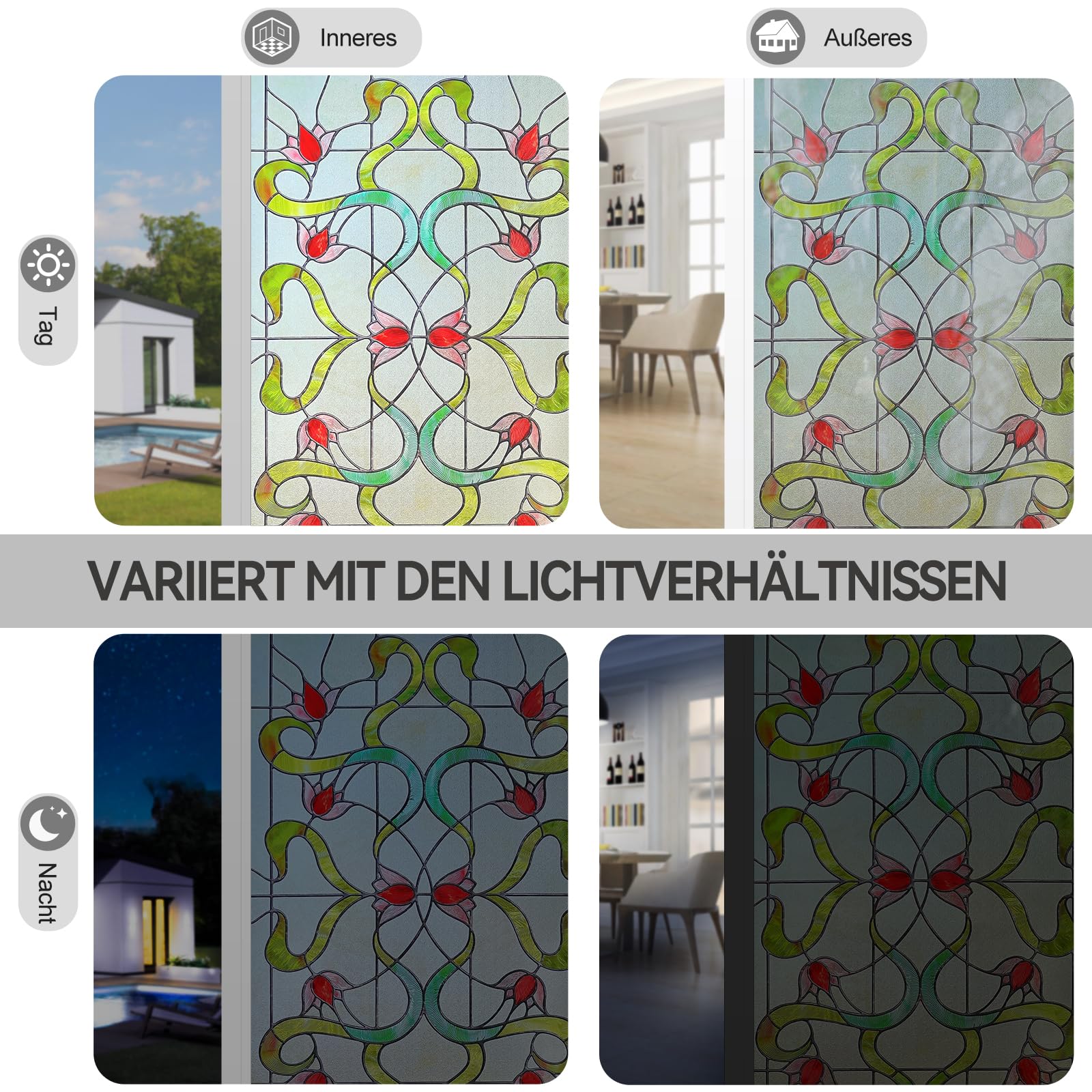Lámina autoadhesiva 3D de vidrio emplomado para ventanas, lámina de privacidad para ventanas de baño, puerta principal, casa, protección solar, protección térmica, adhesivo estático, 60 x 180 cm