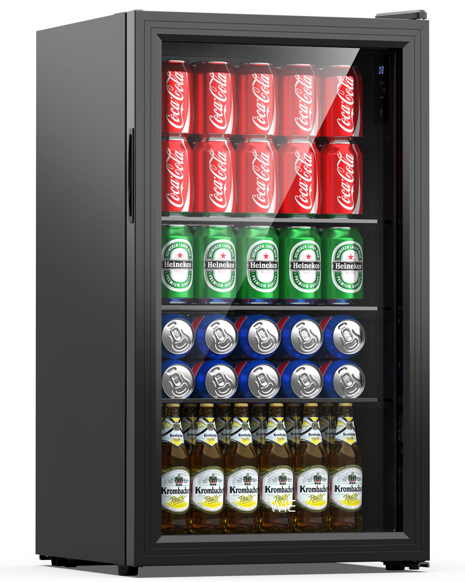 WIE Réfrigérateur Pour Boissons, Mini Frigo 83L Petit Frigo Silencieux de 0-10°C, Mini Bar Intérieur, Pour Salle de Jeux, Fête, Noir