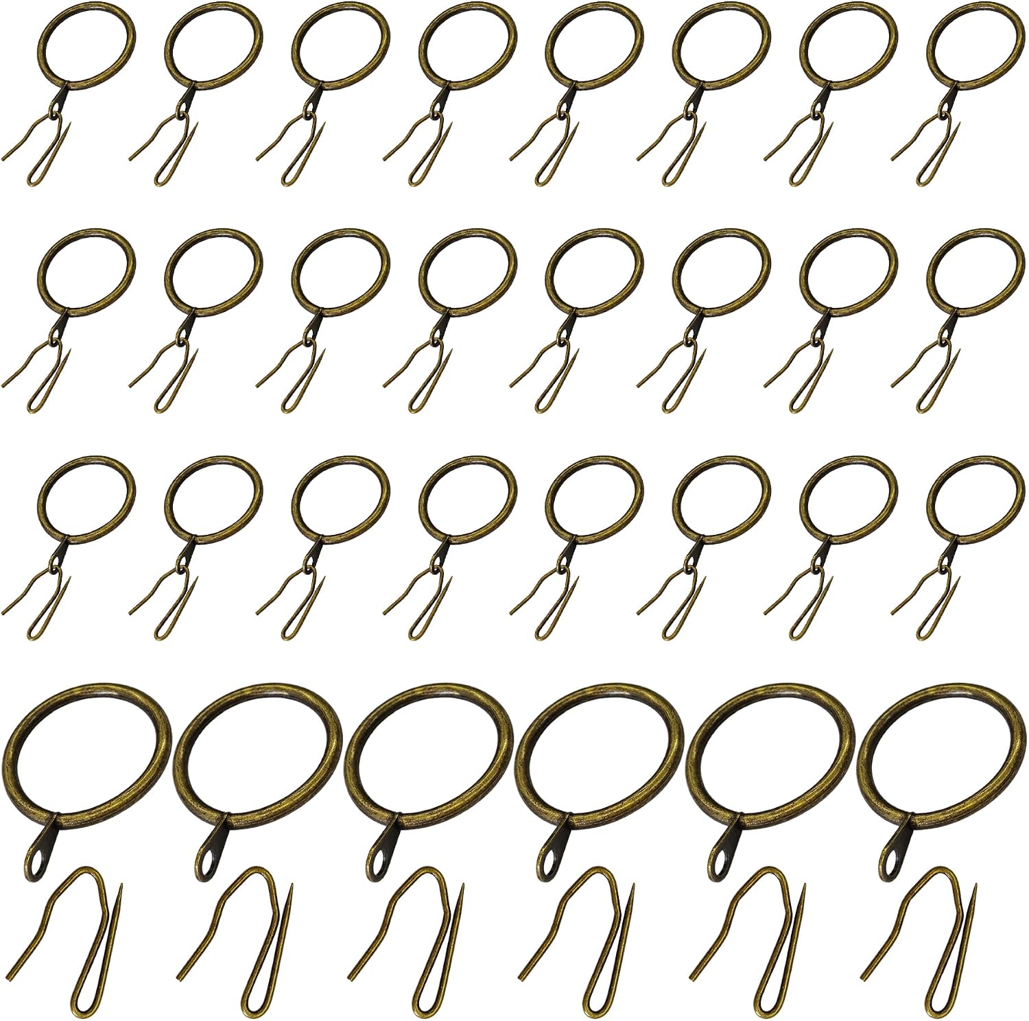 pson 30Pcs 1.18 Inch Metal Drapery Curtain Rings with Pin Hooks, Curtain Hanging Rings with Eyelets for Window, Door and Shower Curtains(Bronze)
