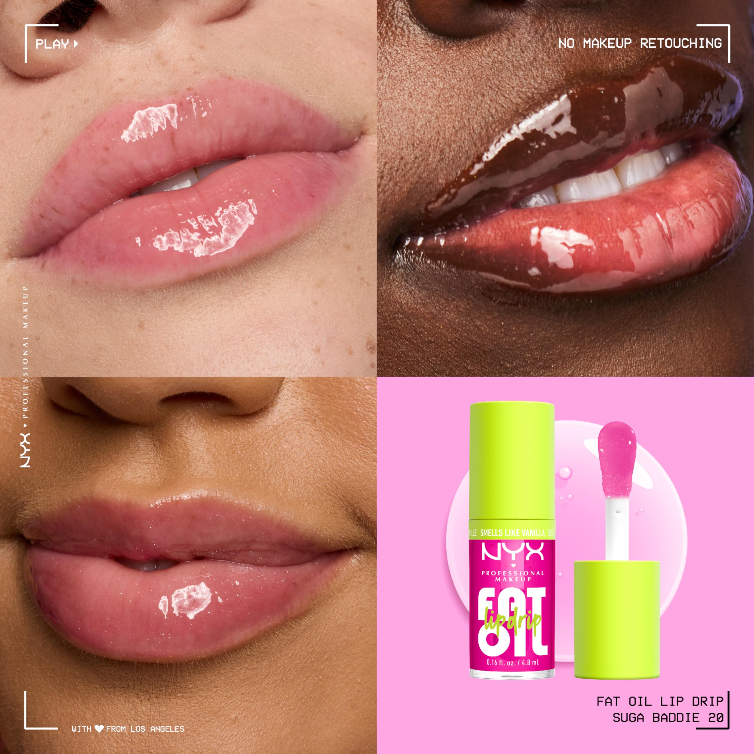 NYX Professional Makeup Fat Oil Lip & Body Kit, Travel-Friendly, Reusable-Pouch, Suga Baddie