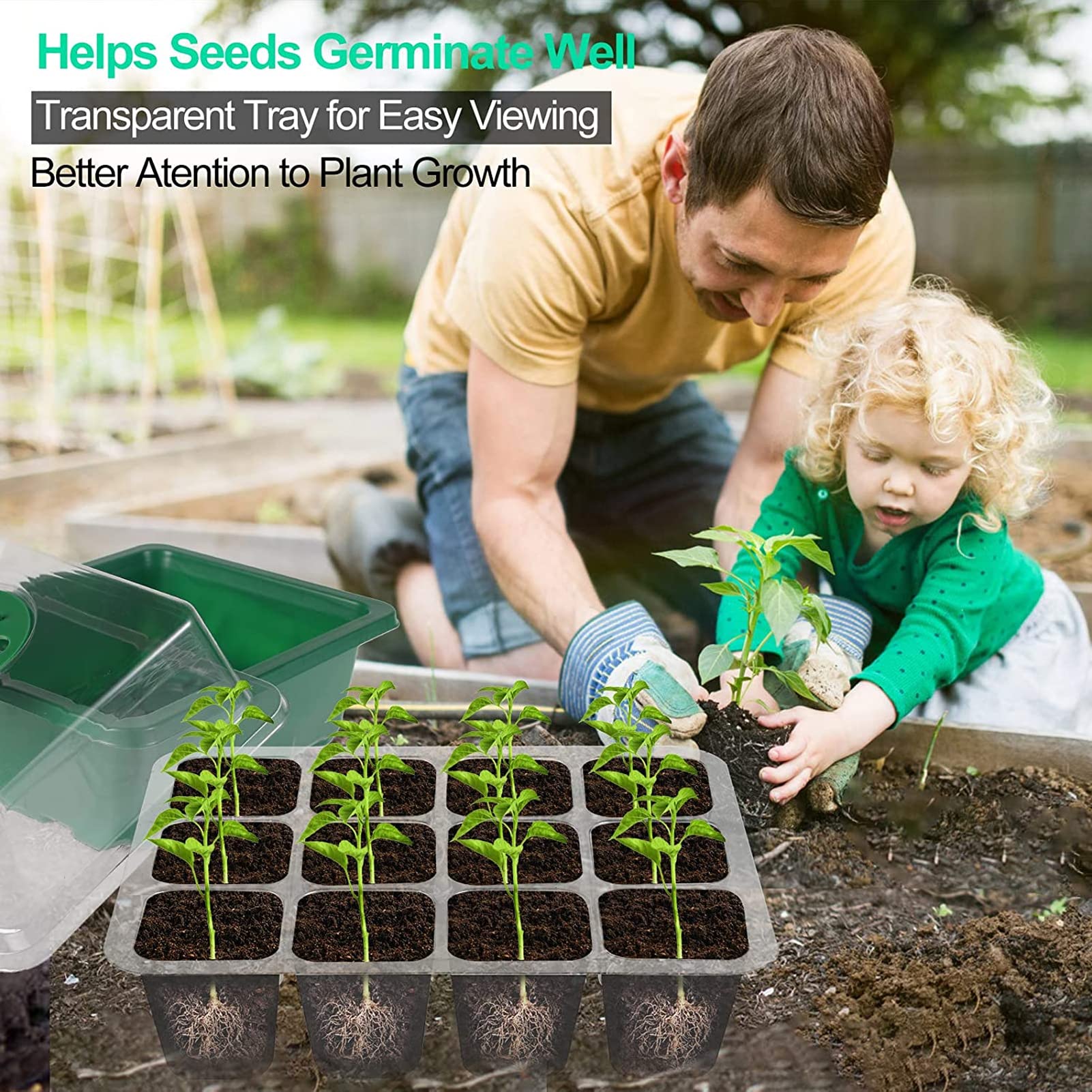 Kit Vassoi Piantine Con Serra - 3 Pezzi Per Germinazione Semi - Foto 11