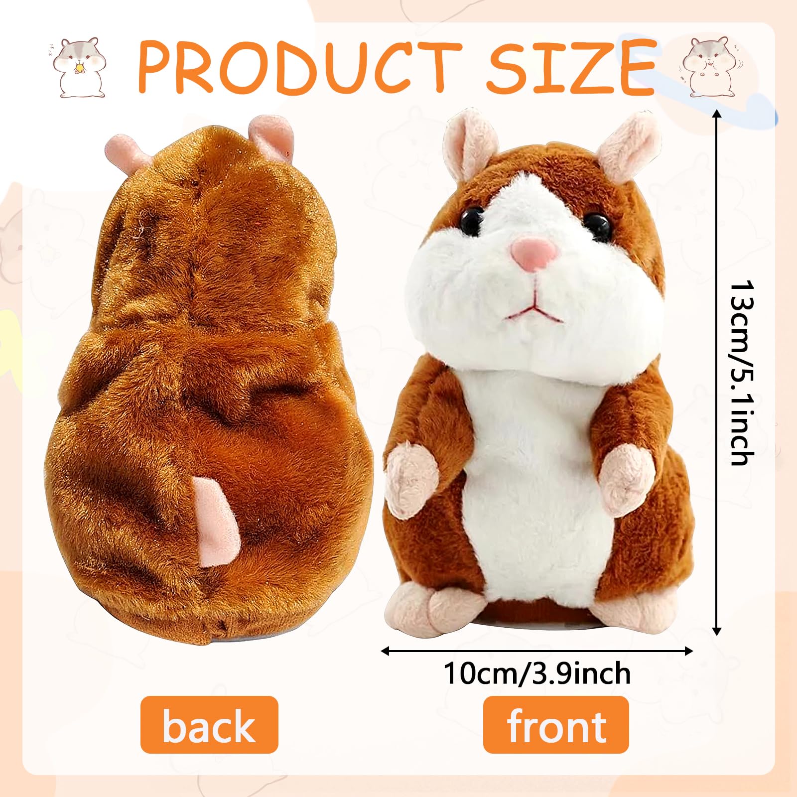 JOKILY Hámster parlante, hámster que habla, juguete de peluche para hámster, juguetes de peluche para niños, juguetes de peluche para niños, regalo de cumpleaños infantil