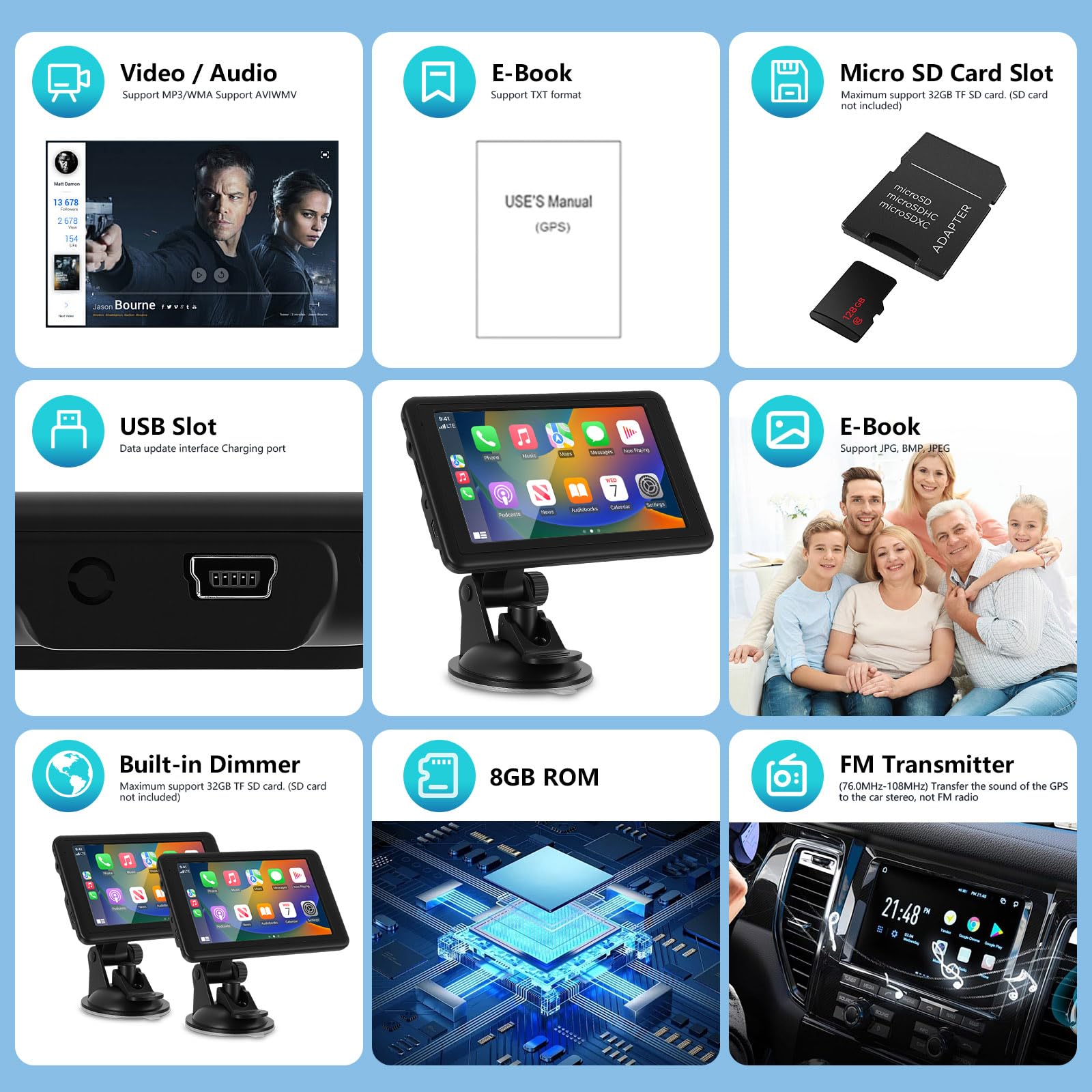 GPS Navigation Voiture 5 Pouces 2025 | Cartes Europe Mises à Jour Gratuites à Vie | Alerte Radars et Feux Rouges | Guidage Vocal | Mode Camion/Camping-Car/Poids Lourds