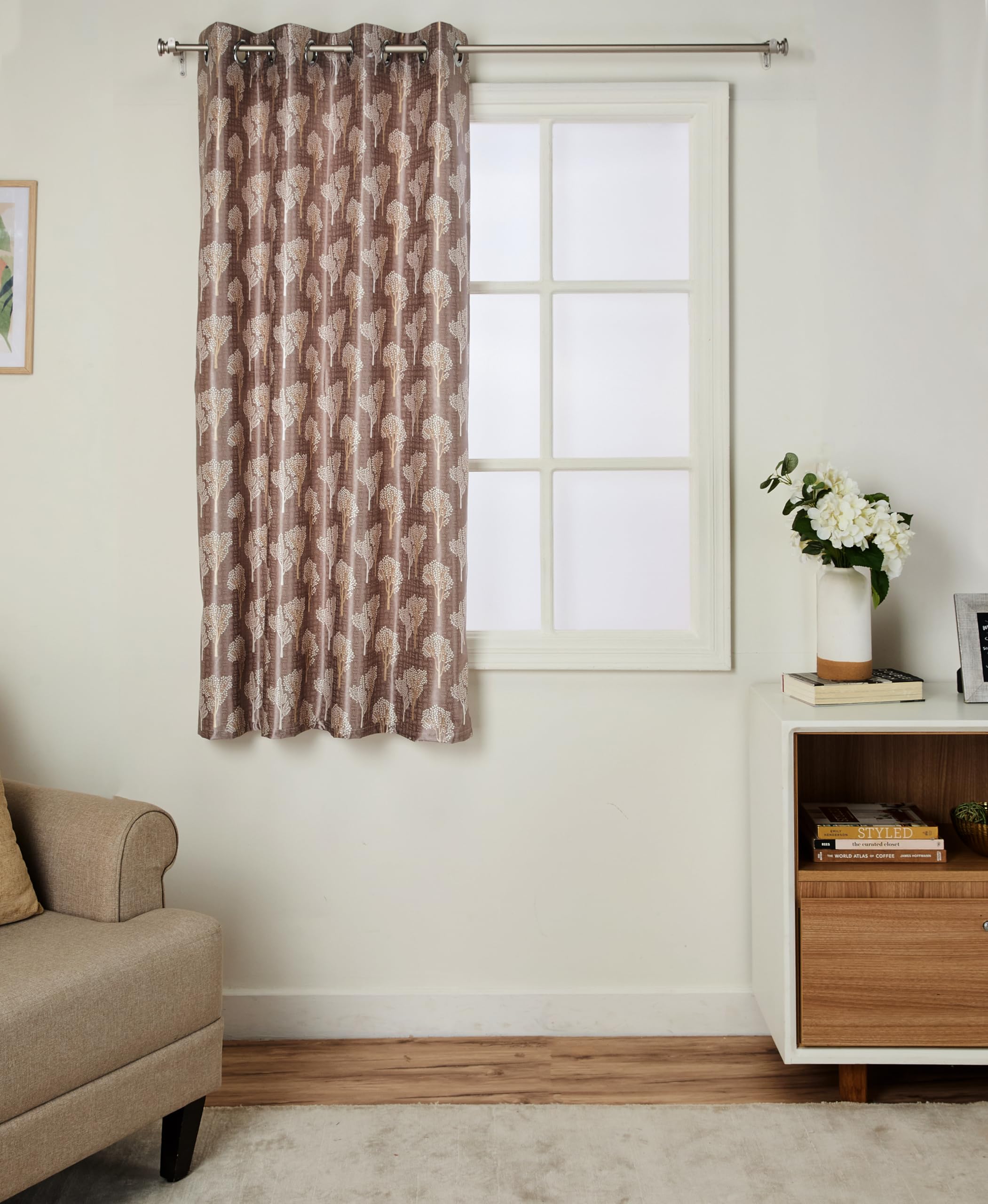 Amazon Brand - Solimo Premium Polyester Cotton Curtains | 200 GSM | 5 FT | Abstract Print | Easy Maintenance (Set of 2, Cream) (B0D5D2HVQC) Amazon Price History, Amazon Price Tracker