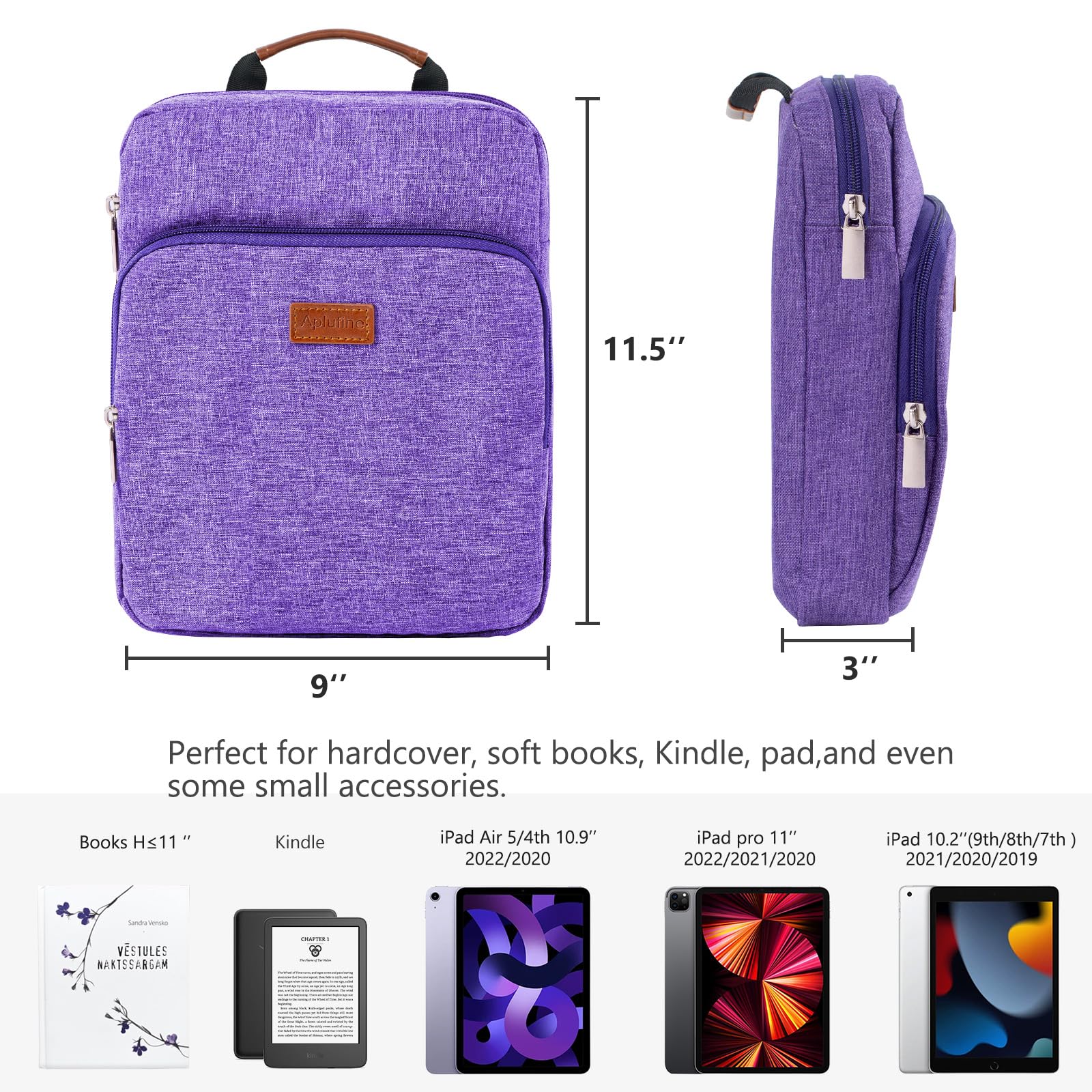 Amazon.com: Aplufine Book Sleeve with Zipper, Book Pouch 11
