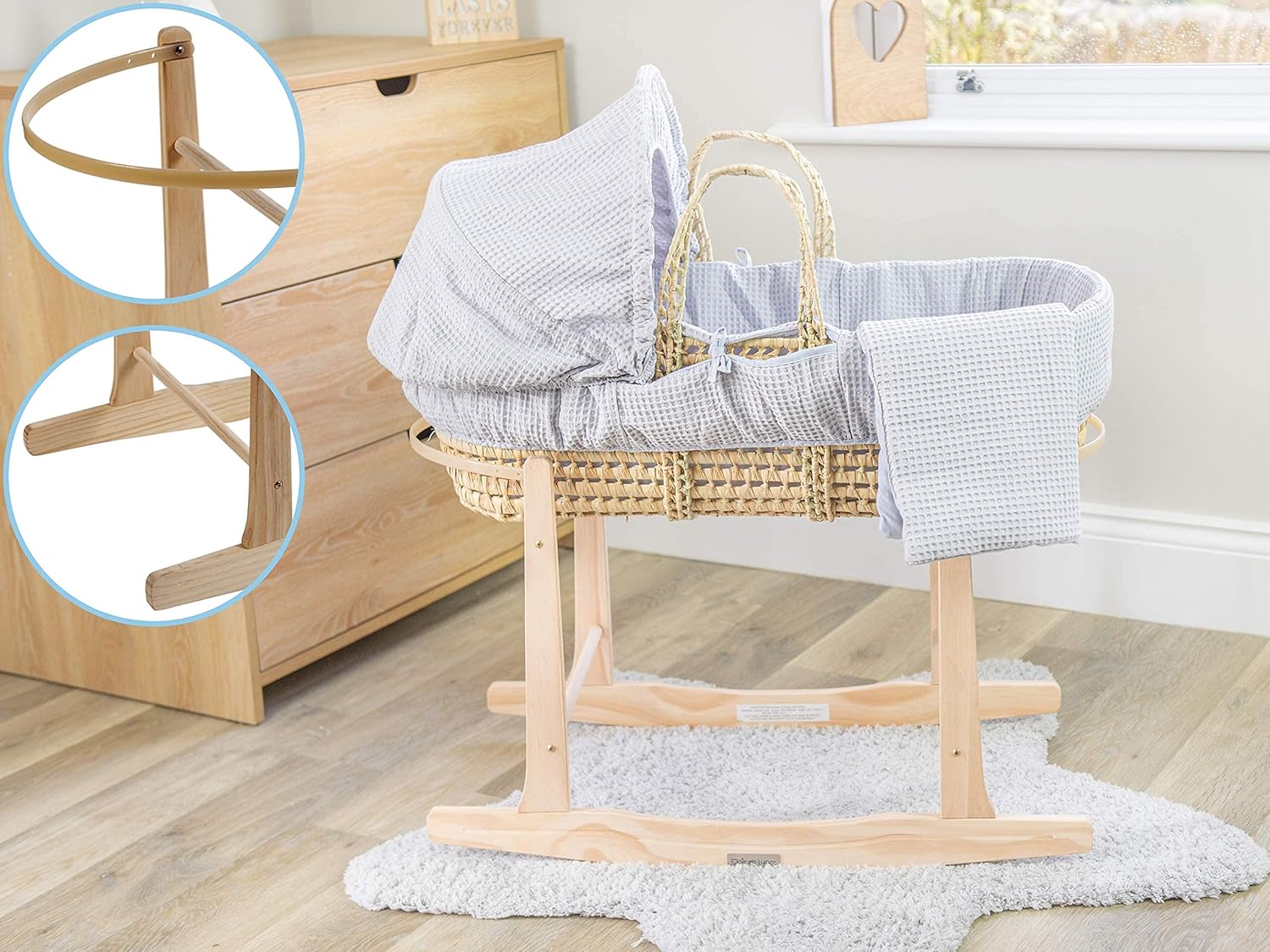 Clair De Lune Wooden Rocking Moses Basket Stand Natural Amazon Ca Baby
