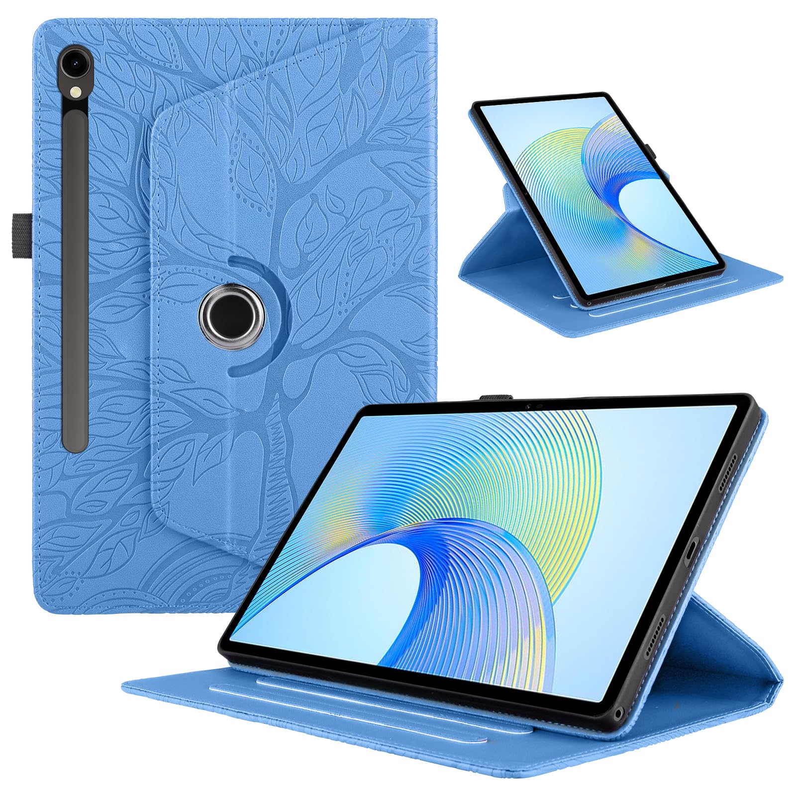 Funda para Samsung Galaxy Tab S9/ S8/ S7 11" (SM-X710/X700/T870) PU Cuero Tablets Protectora Cover 360°Carcasa Giratoria de ángulo Múltiple Stand Función Tablets Funda,Rojo Árboles — view 22