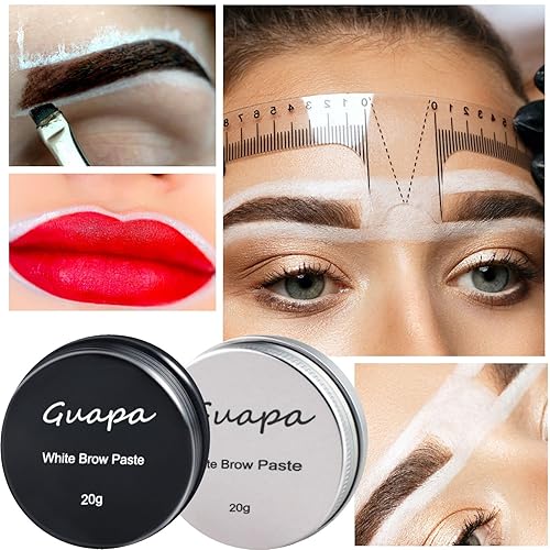 Miniatura 5 de Pasta de contorno de cejas blanca de 0.7 onzas  0.7 onzas, herramienta de tinte para micropigmentación (1 caja negra)