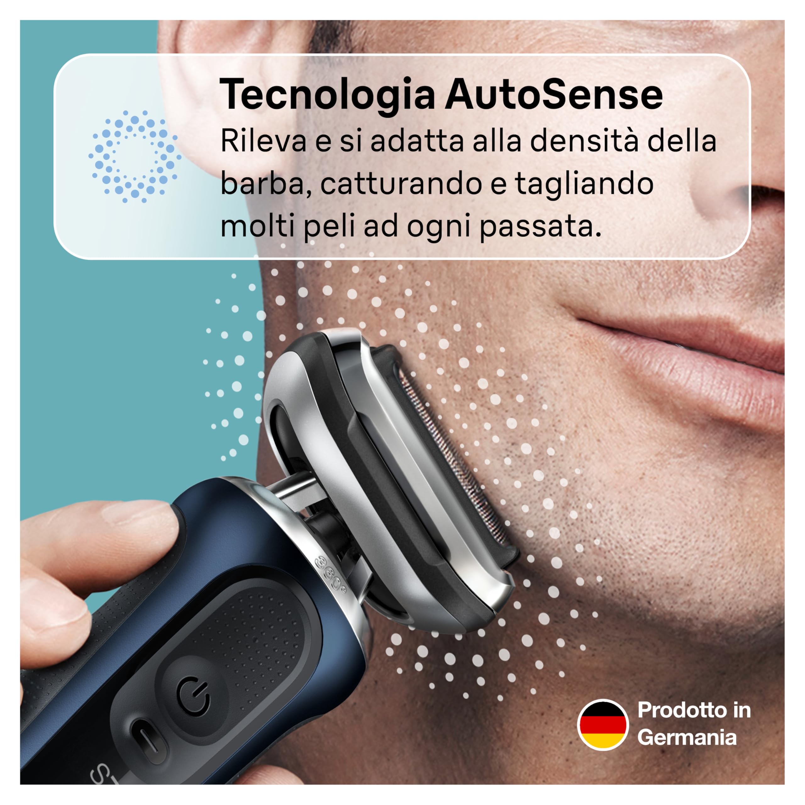 Braun Series 7 Regolabarba Uomo, Rasoio Elettrico Barba, Rifinitore di Precisione Easyclick, 360° Flex, Wet&Dry, Ricaricabile, Custodia da Viaggio, Senza Fili, Idea Regalo, 71-B1200s Blu