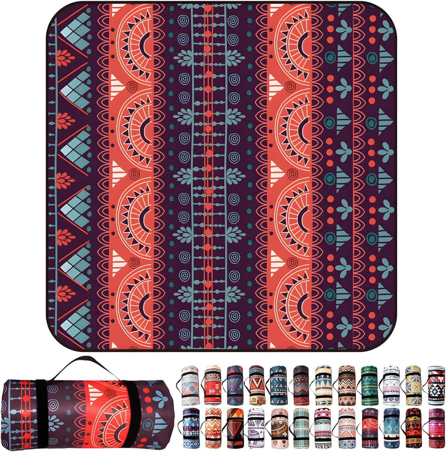 300 X 300 Cm Coperta da Picnic, Fondo Tappetino da Picnic da Spiaggia Impermeabile Extra Large, Pieghevole Lavabile in Lavatrice per Picnic All'aperto Giardino Spiaggia Campeggio, X, 150 x 150 cm