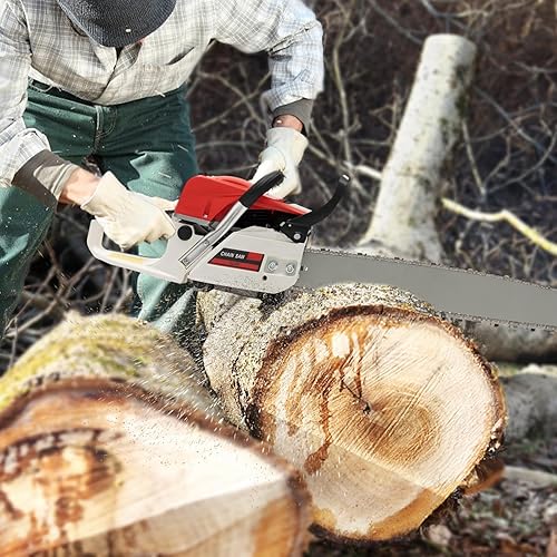 Miniatura 7 de RustyVioum Motosierra a gas de 22 pulgadas, motosierra de gasolina de 52 cc, juego de motosierra para cosecha de bosques, corte de poda de madera,