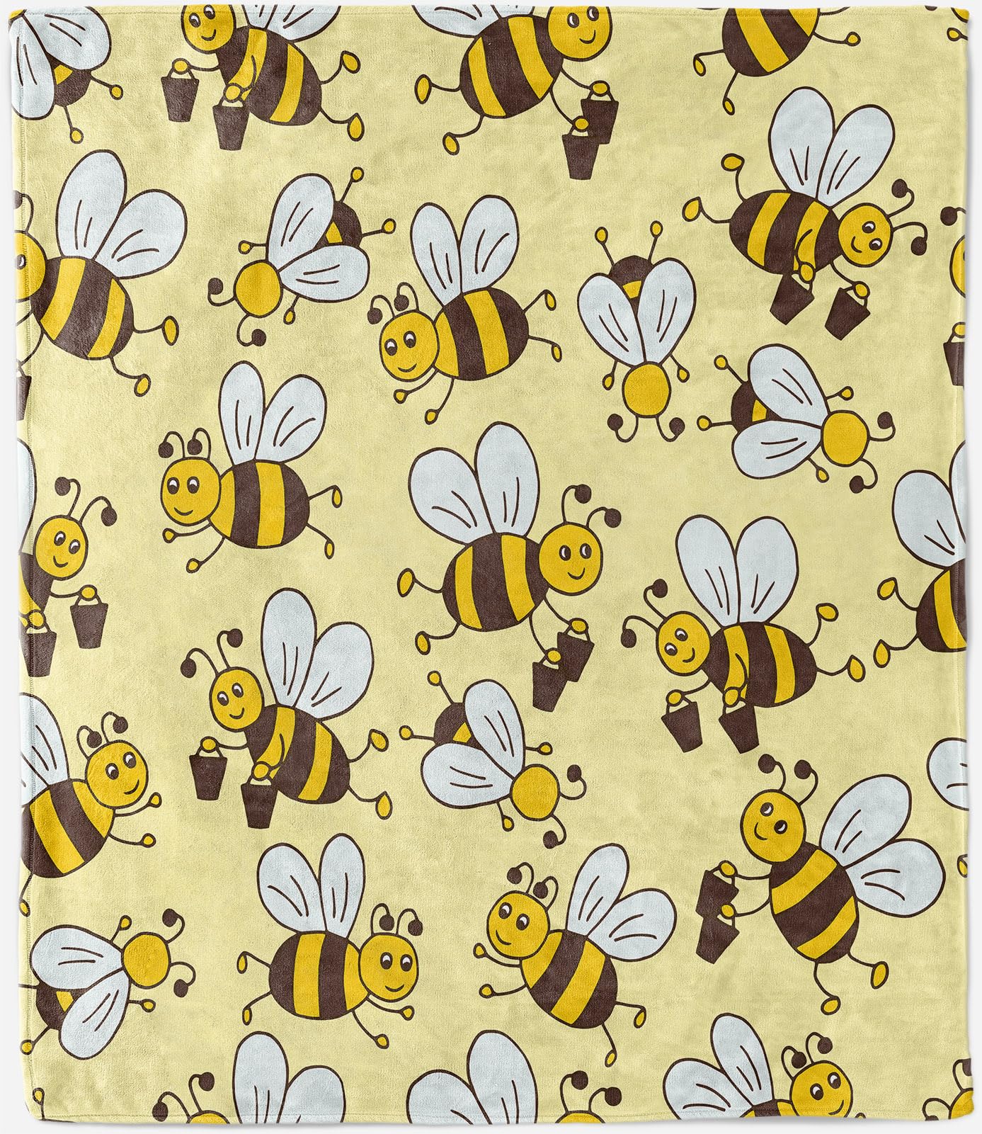 ANHOPE Bee Blanket Soft Lightweight Flannel Fleece Throw Blanket for Couch Sofa Bed Cute Cartoon Animal Bees Print Pattern All Season Decorative Throw for Kids Adults Twin/Double 150 x 200 cm — image 1