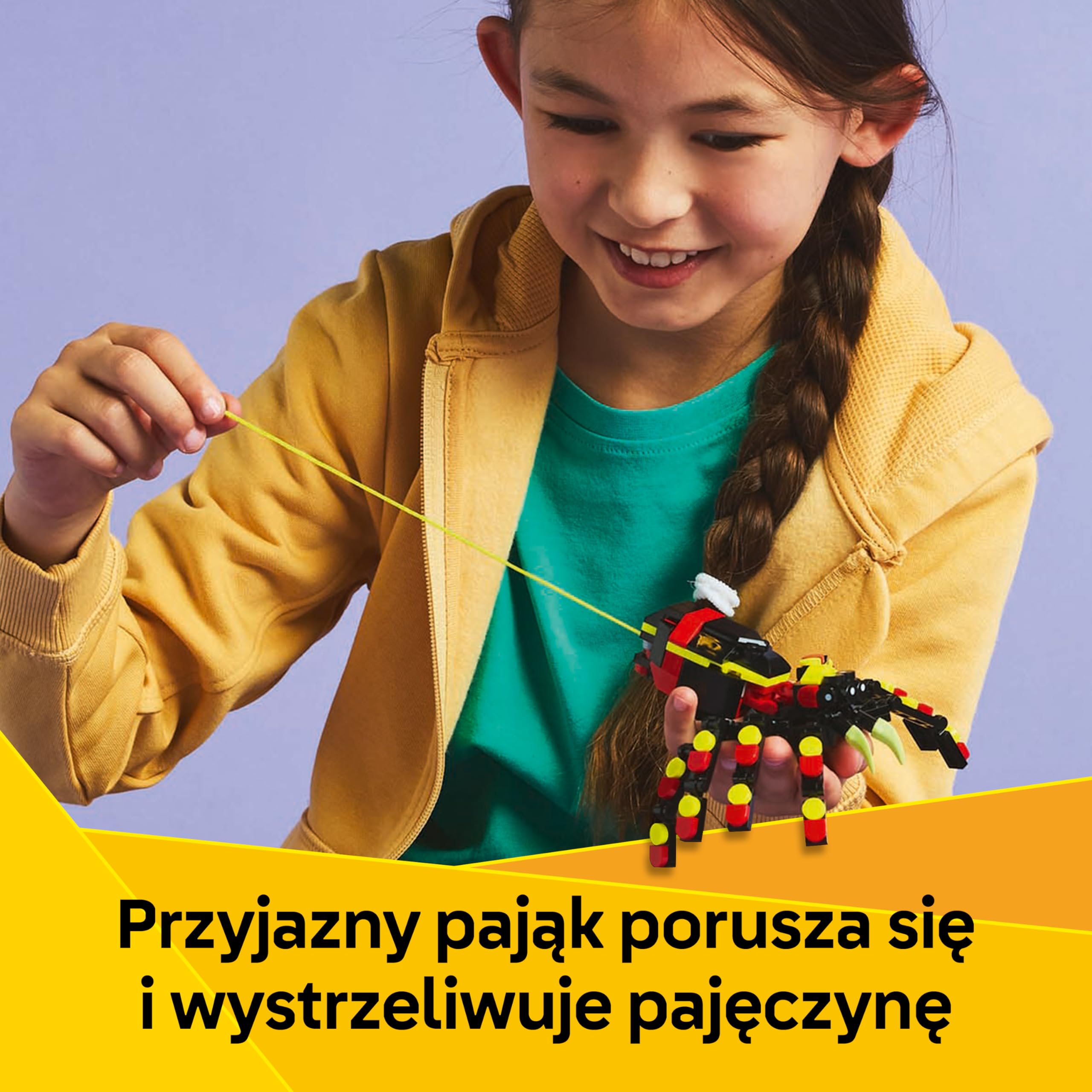 LEGO Creator 3 w 1 Dzikie zwierzęta: niezwykły pająk, Zabawka dla Dziecka do Zbudowania, Zestaw Konstrukcyjny do Przebudowania na Skorpiona lub Węża, Prezent dla 7-latka, Chłopca i Dziewczynki 31159