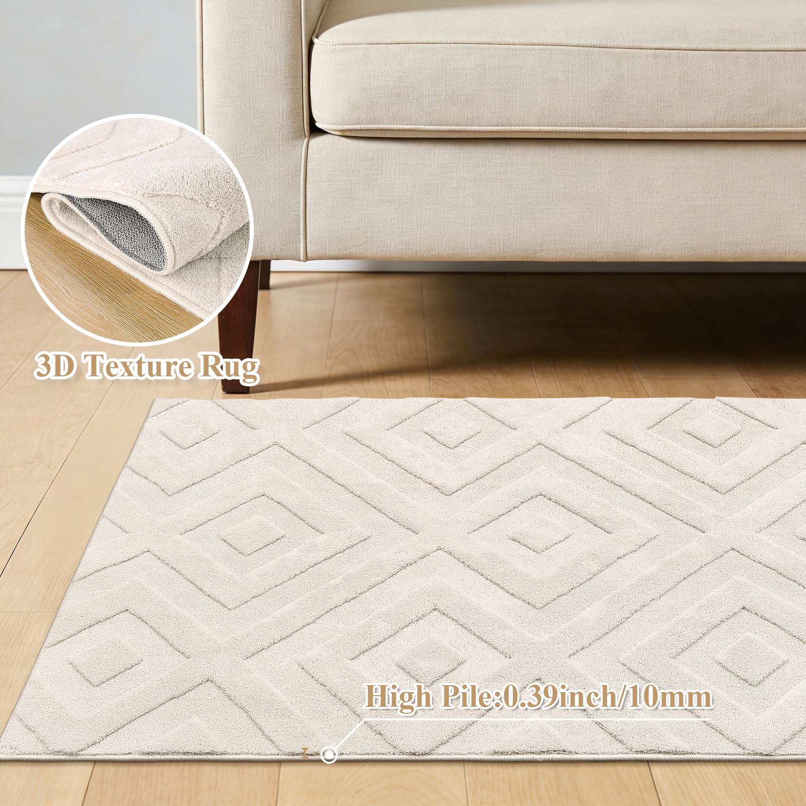 Enyhom Tappeto Salotto Lavabile in Lavatrice 140 x 200 cm, Grande Morbido Tappeto Camera da Letto Geometrico Antiscivolo Tappeti Salotto, Antimacchia Tappeti Soggiorno Moderno