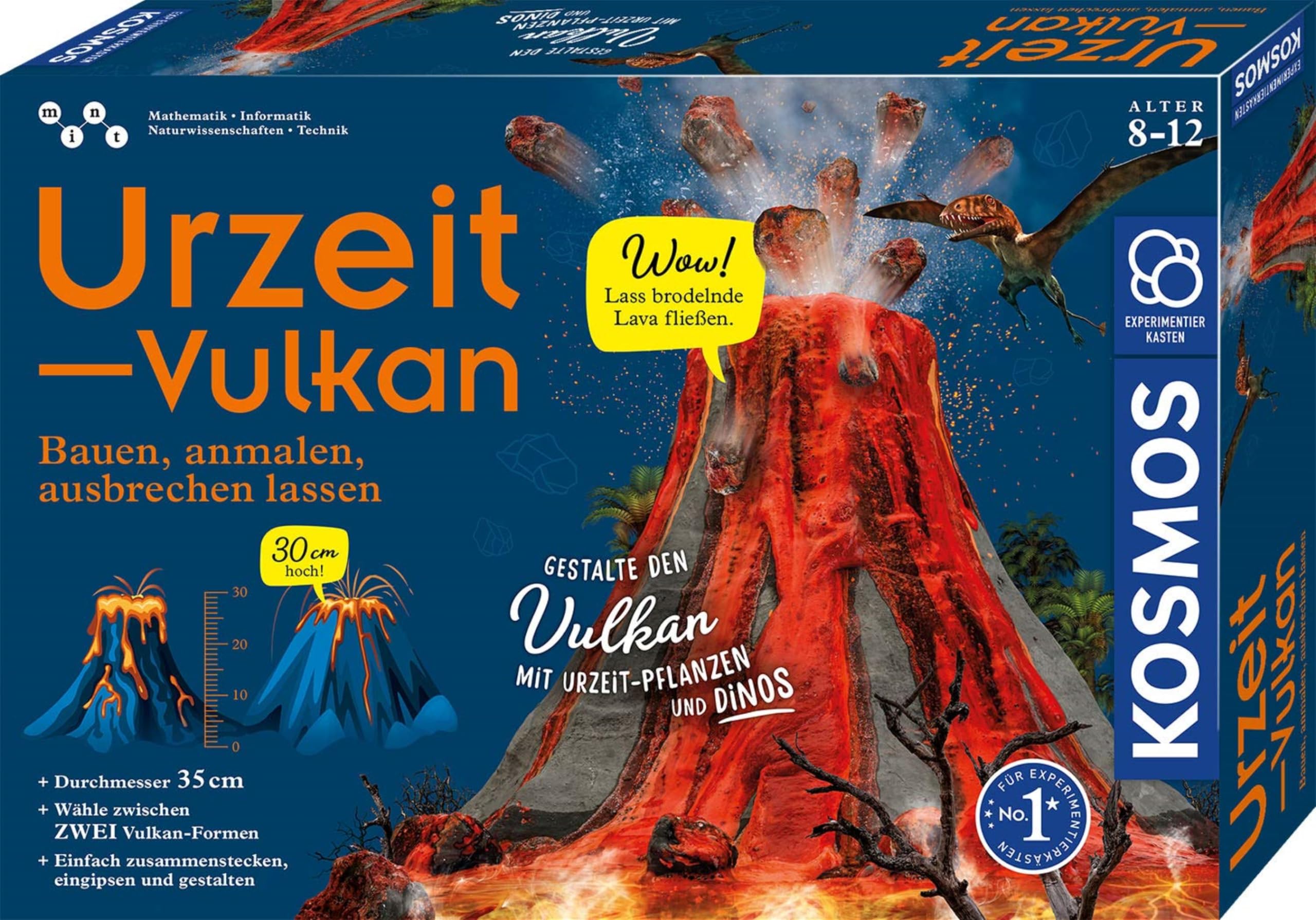 Kosmos 671525 Urzeit-Vulkan, Bauen - Anmalen - Ausbrechen Lassen, 35 Durchmesser, Spannender Experimentierkasten Für Kinder Ab 8-12 Jahre
