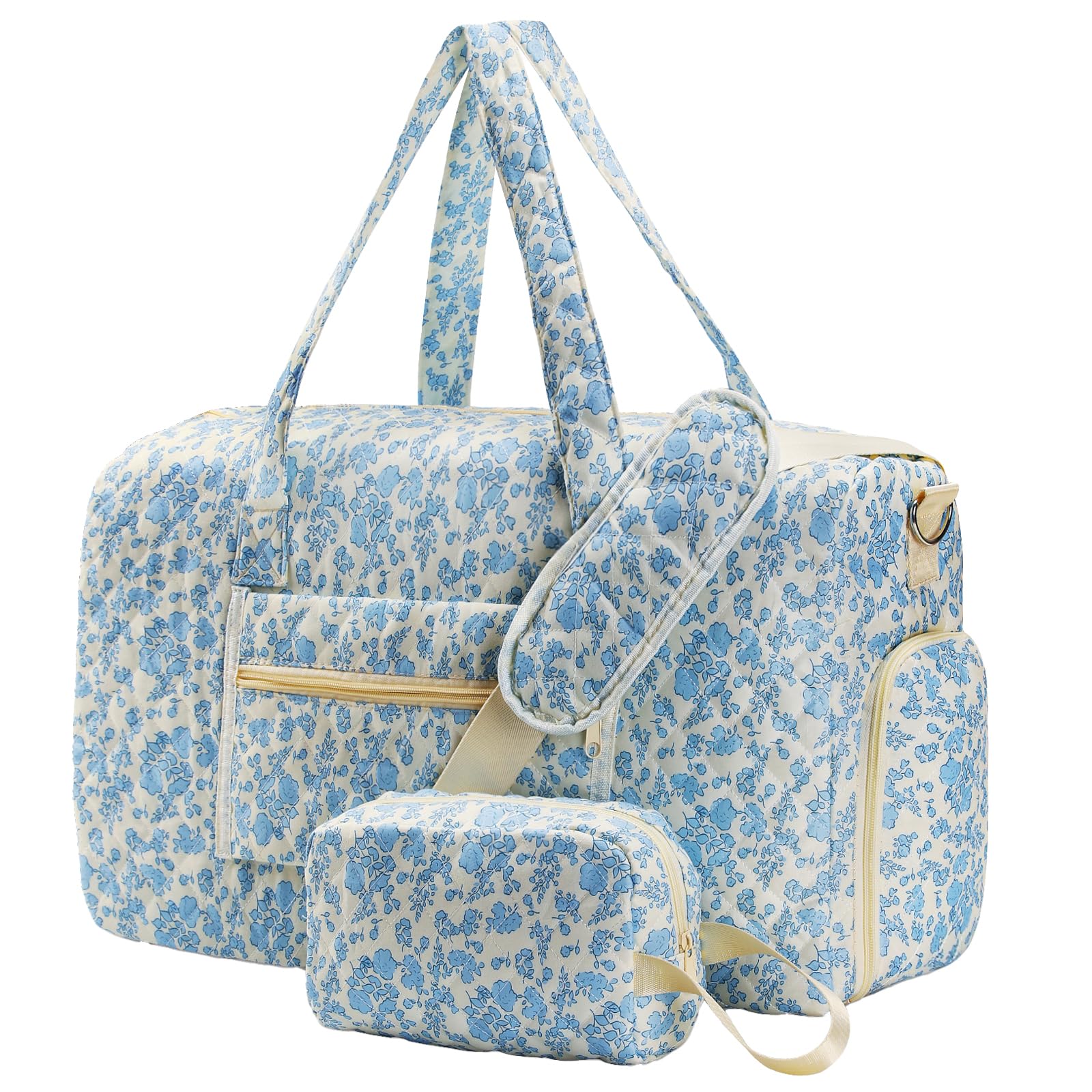 GLOMAXLY Quilted Floral Duffle