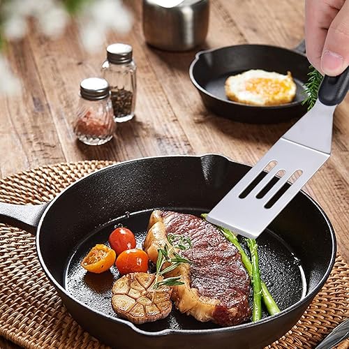 Miniatura 7 de Paquete de 2 mini espátulas pequeñas de acero inoxidable para cocina, espátula de metal para cocinar brownie galleta lasaña, espátula de servidor de