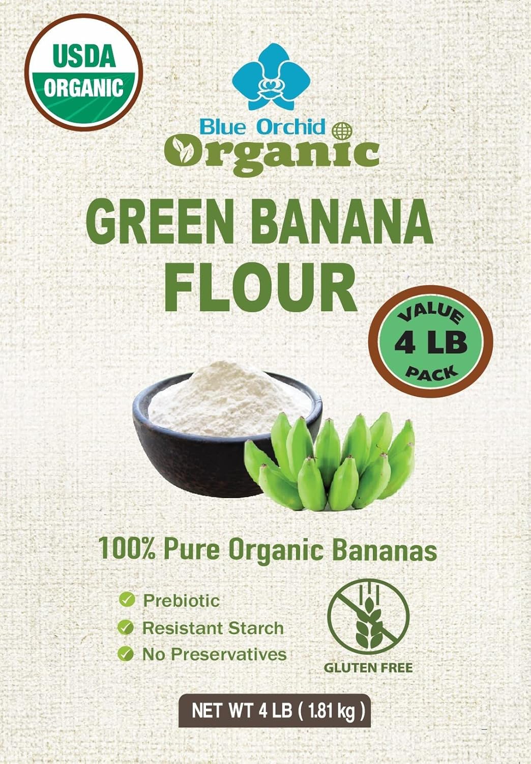 4 LB Organic Green Banana Powder Superfood Prebiotic