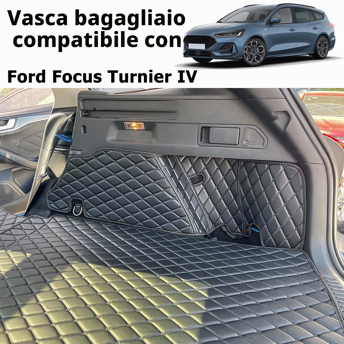 Vasca Baule per Ford Focus 4 IV 5-Porte SW Wagon/Turnier 2018-2025 (con Pianale del bagagliaio in posizione alta) Protezione Bagagliaio su Misura