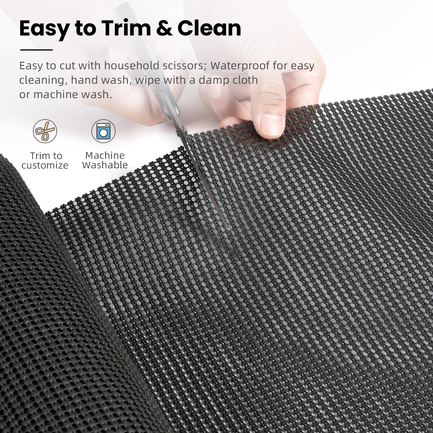 BAGAIL Drawer and Shelf Liner, 12 in X 30 Ft Non-Adhesive Shelf Liners for Kitchen Cabinets, Thick Strong Grip Liners for Desk, Shelves, Bathroom Drawers, Cabinet Protection - Charcoal