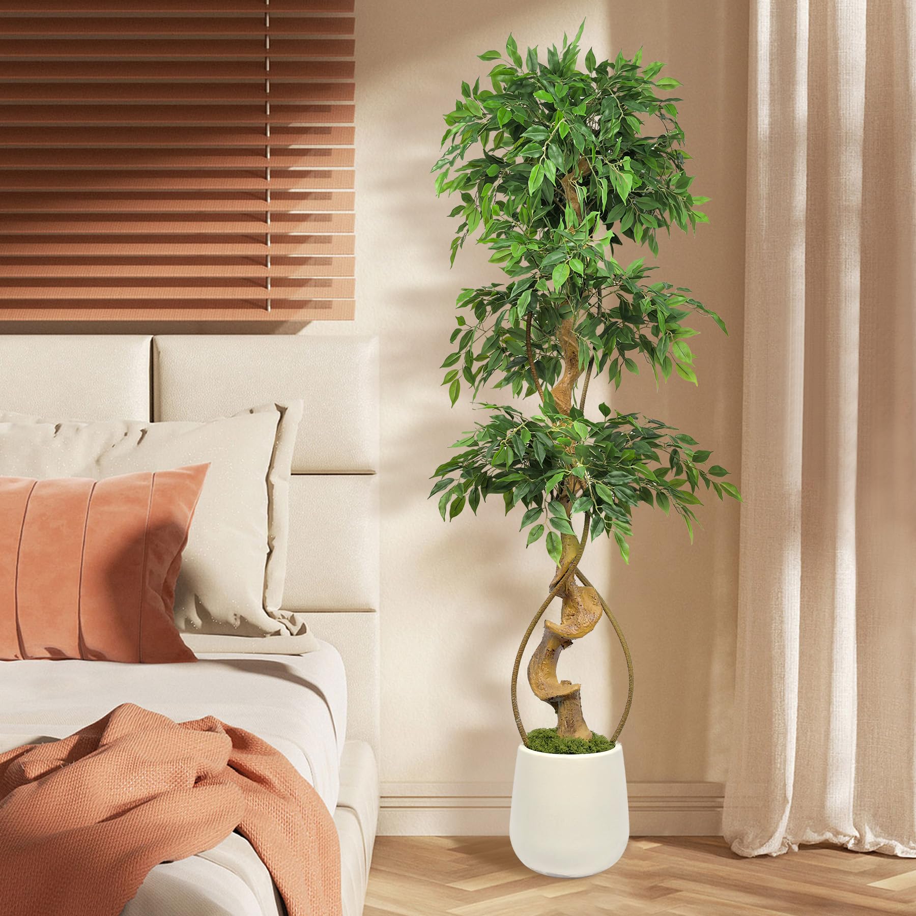 Piante Finte Grandi, Albero di Baniano Pianta Finta Alta da 180 CM, Piante Finte Che Sembrano Vere, Piante Artificiali Adatte per Interno, Esterno, Casa, Ufficio, Giardino, Decorazione