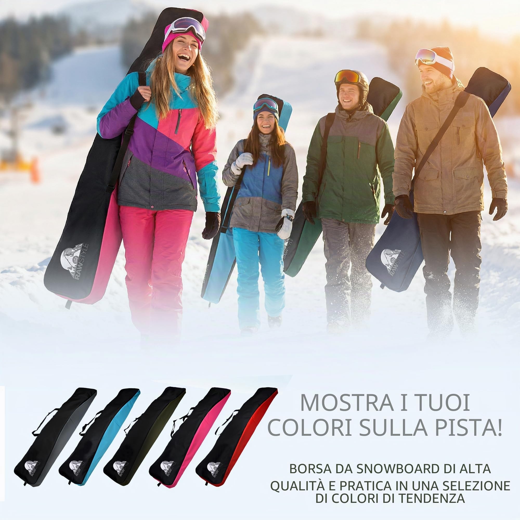 Rawstyle - Borsa per snowboard, 170 cm, XXL