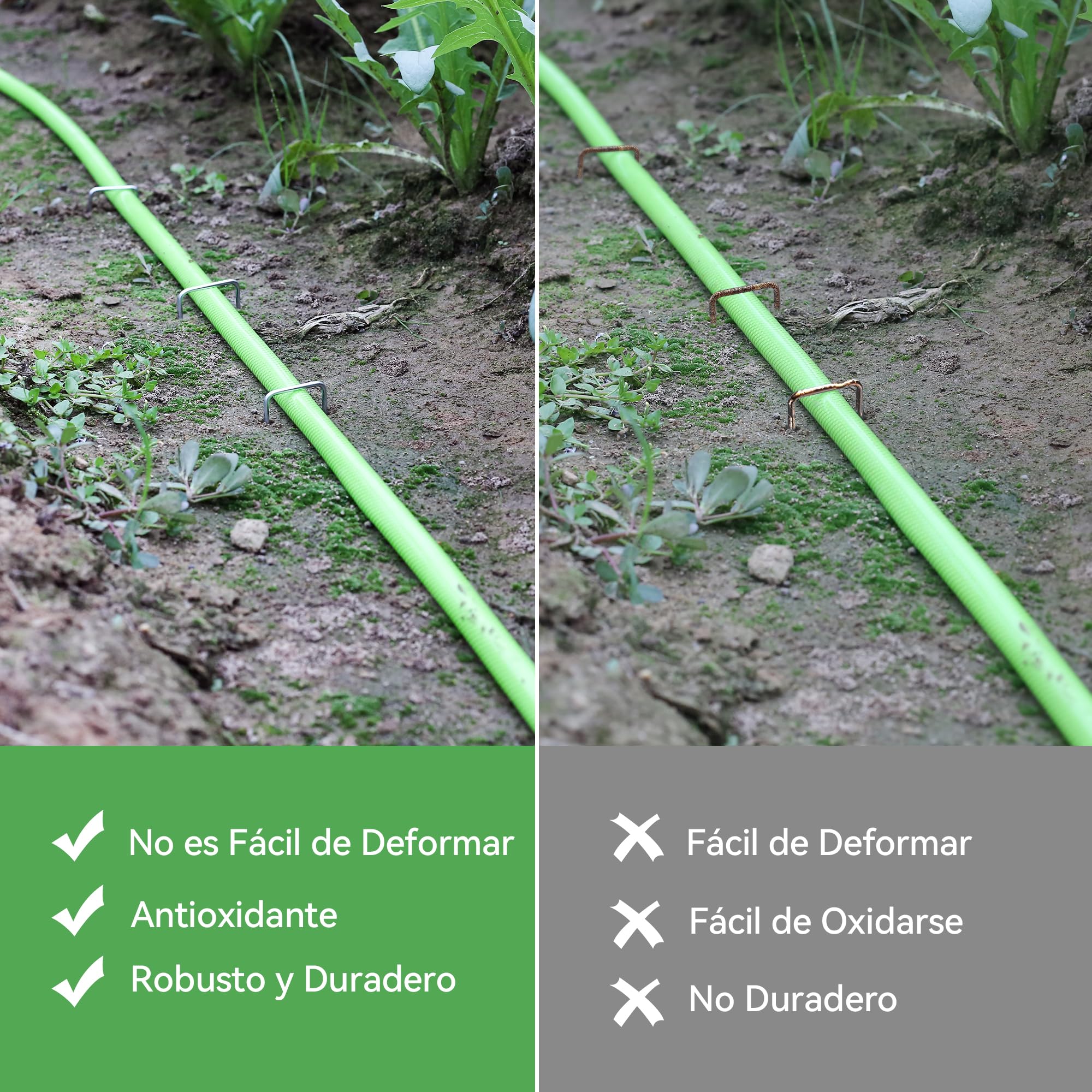 200 Piezas 20cm Ø 3mm Estacas Resistentes para Jardín - Grapas de Acero Galvanizado para Fijar Telas Antihierba, Redes y Tubos de Riego con 1 Gancho de Selección