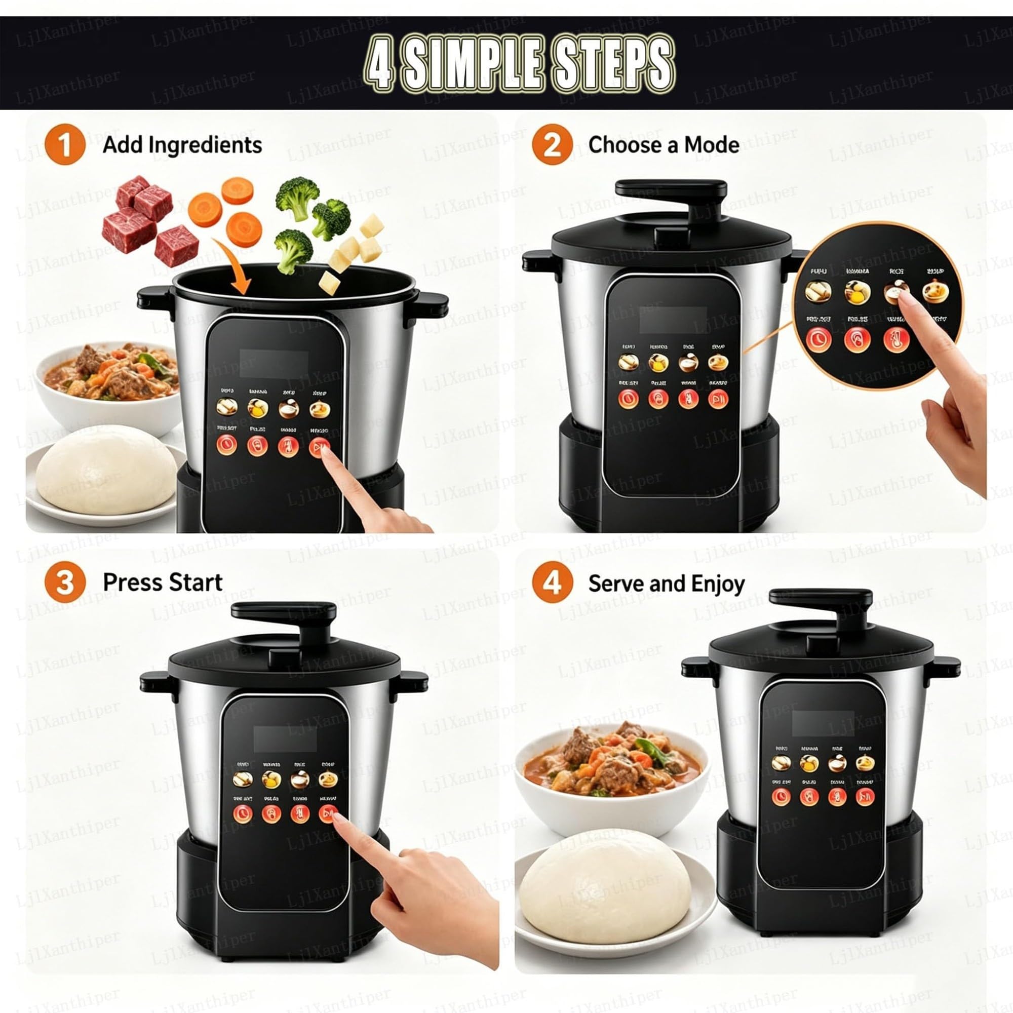 Máquina for hacer alimentos for tragar de6L,máquina for hacer fufu de 900W