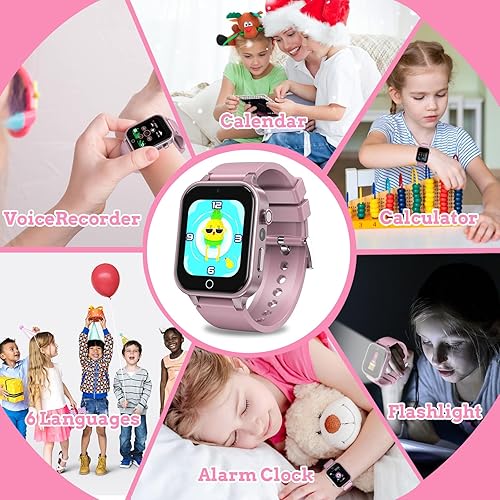 Miniatura 7 de Reloj inteligente para niños de 4 a 12 años, 26 juegos de rompecabezas, cámara HD, reproductor de música de video, podómetro, linterna, cronómetro y