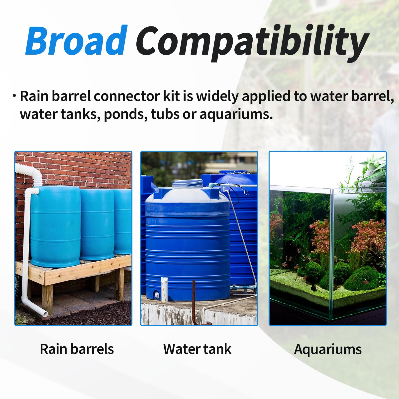 Kit de montaje de mamparo de barril de lluvia, conector de tanque de agua con enchufe y herramienta de sierra perforadora, kit de conector de espiga de PVC de 3/4 pulgadas para barriles de lluvia,