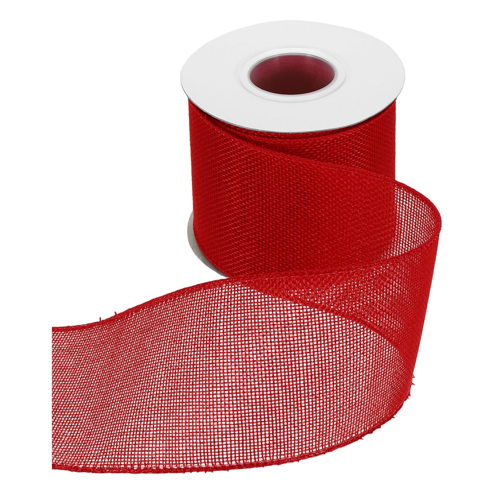 sourcing map Burlap Wired Ribbon 3" x 10 Yards Wired Edge Ribbon Cross Linen Woven Strap for Big Bow Wreath Holiday Parties Home and Outdoor Decoration, Red — image 1