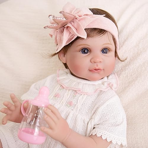 Miniatura 8 de Muñecas de bebé Reborn de 22 pulgadas, muñeca realista de bebé recién nacida, muñecas sonrientes realistas que se ven reales, juego de muñecas