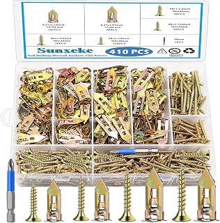 410PCS Self-Drilling Drywall Anchors with Screws Kit - Holds 66LBS, No Drill Needed, Upgraded Zinc Steel for Heavy Duty Wall Hanging