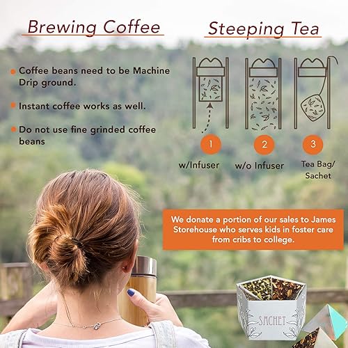 Miniatura 9 de Vaso de bambú con infusor de colador, termo de acero inoxidable aislado al vacío verde de 12 onzas con filtro para hojas sueltasbotella de viaje de