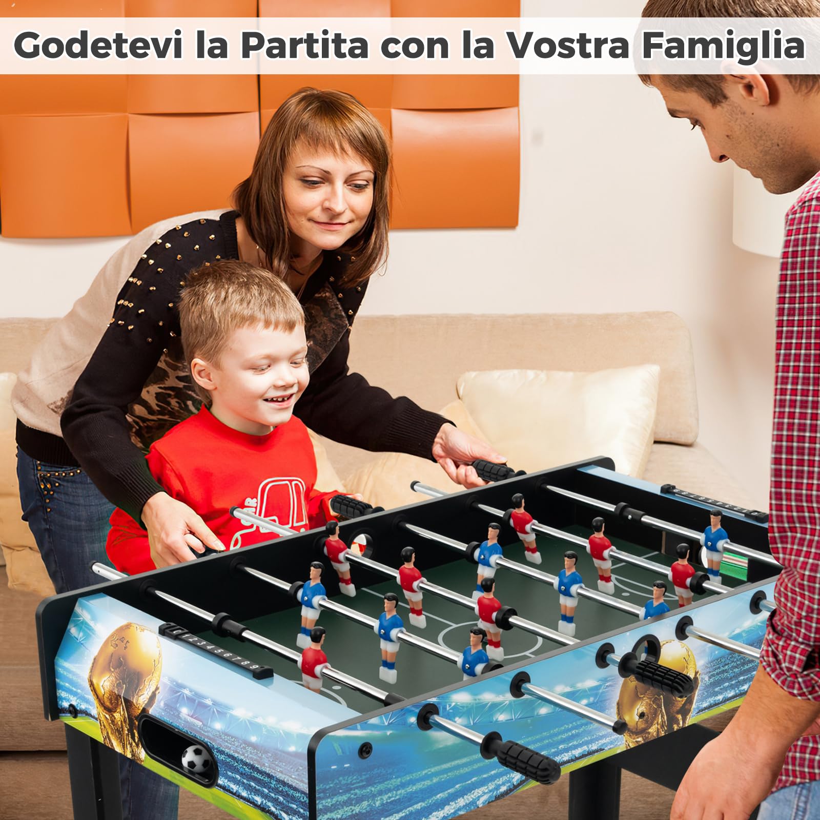 COSTWAY Mini Calcio Balilla, Calcetto con Segnapunti e Gambe Rimovibili, Gioco da Sala Giochi Salvaspazio per Sala Giochi Feste, 94x51x68,5 cm