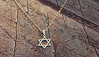 Vista 3 de Collar de estrella de David, collar de Magen David relleno de oro, fina estrella de David de oro, collar religioso, joyería judía de murciélago