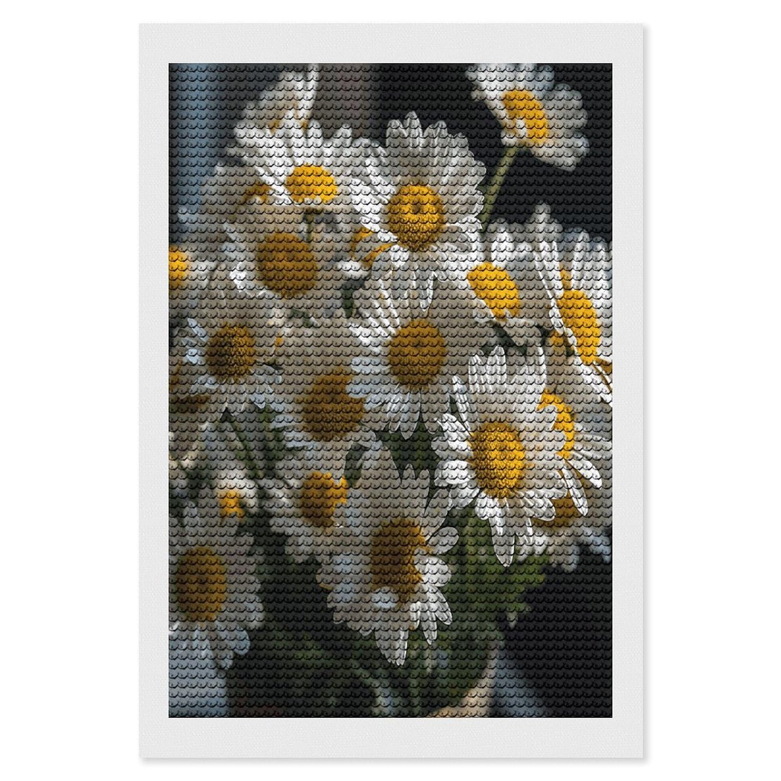 Handful of Daisies Diamond Art Kits for Adult Round Full Drill Diamond Dots Paintings for Beginner Picture Art DIY Diamond Painting Kits 5D Diamond Art Painting for Home Wall Decor 8"x12"