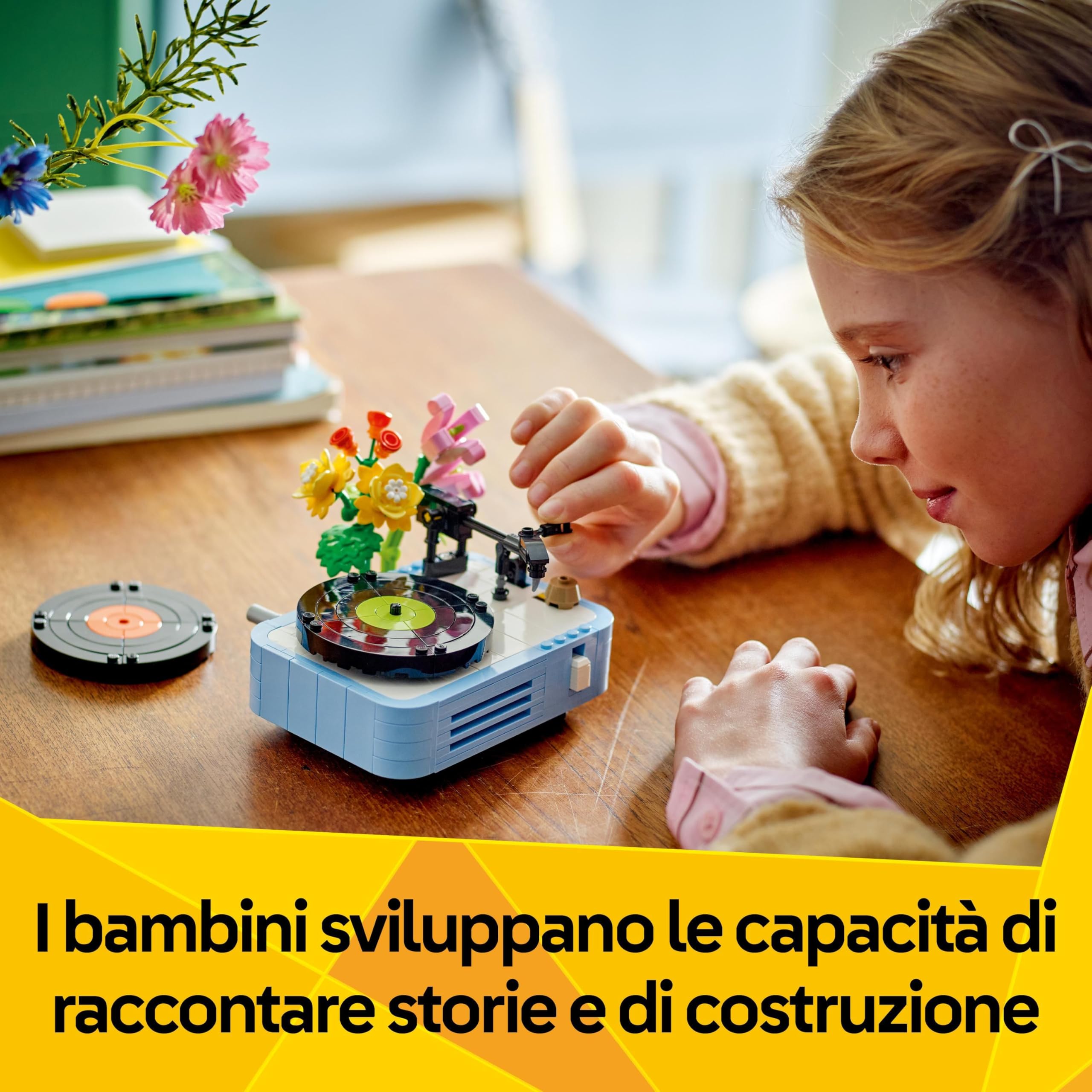 LEGO Creator 3in1 Record Player with Flowers Building Toy - Rebuilds Into a Radio Model or Microphone - Music Toys for 8+ Year Old Girls & Boys - Creative Gift Idea - 31172